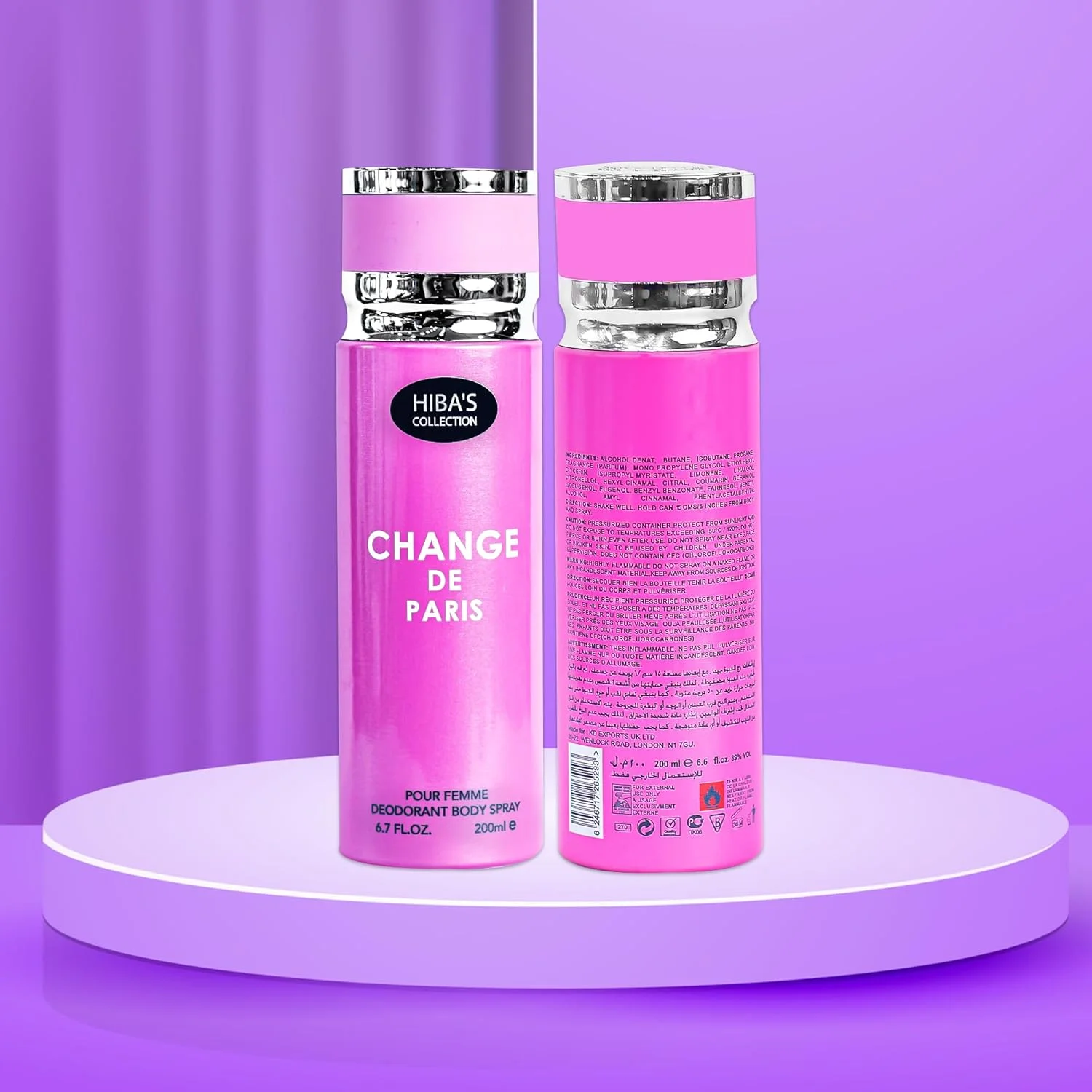 اسپری خوشبو کننده بدن زنانه Change De Paris Pour Femme از HIBA'S COLLECTION - رایحه ای ظریف الهام گرفته از پاریس برای زنان، 200 میلی لیتر - طراوت طولانی مدت و رایحه ای نفیس