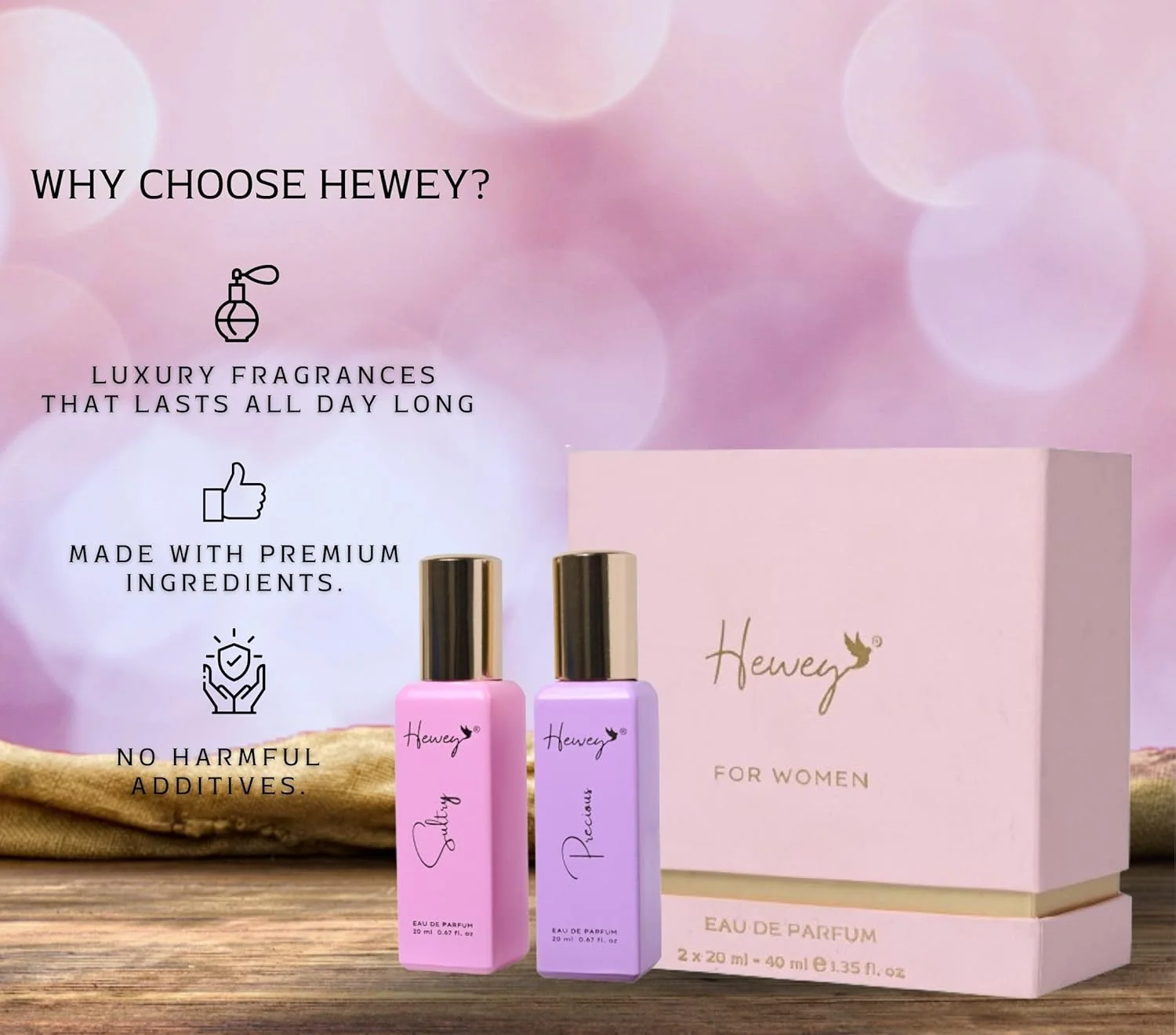 مجموعه دو عددی عطر مایع زنانه Hewey Precious And Sultry 2X20 میلی لیتر | ادو پرفیوم | رایحه ای تازه و ماندگار، عطر لوکس | مناسب روز و شب، هدیه لوکس مجموعه دو عددی عطر مایع زنانه Hewey Precious And Sultry 2X20 میلی لیتر | ادو پرفیوم | رایحه ای تازه و ماندگار، عطر لوکس | مناسب روز و شب، هدیه لوکس