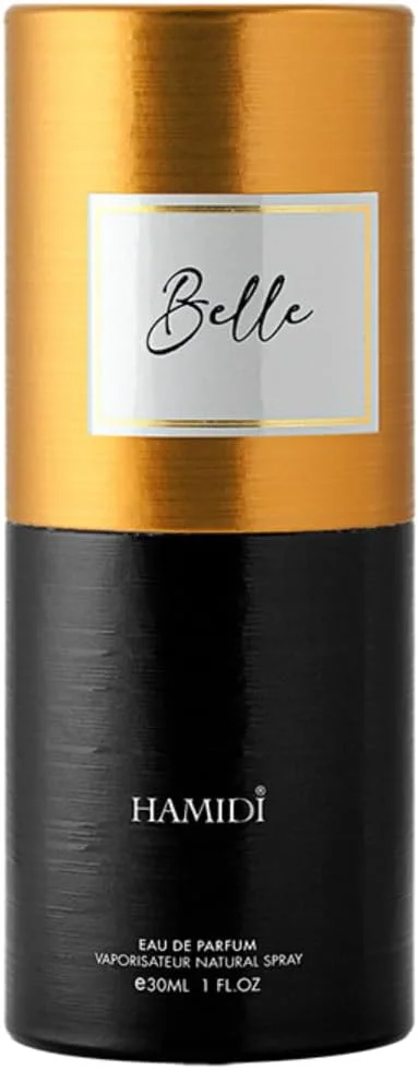 عطر مردانه حمیدی پرفیومز مدل Belle Eau De Parfum 30ml طلایی، رایحه ای برای او، عطر ماندگار