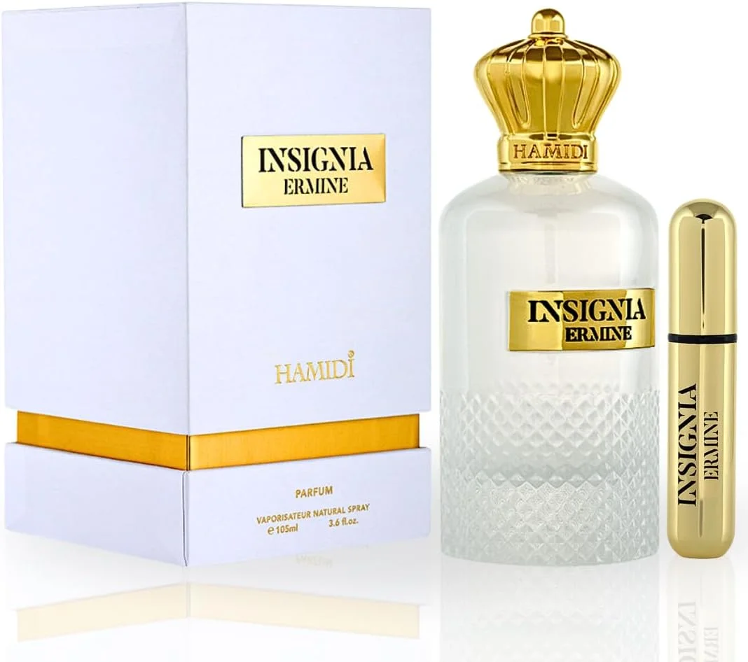 اسپری ادو پرفیوم حمیدی INSIGNIA ERMINE 105 میلی لیتر (3.5 اونس) عطر یونیسکس منحصر به فرد و پیچیده، عطر مردانه، عطر زنانه