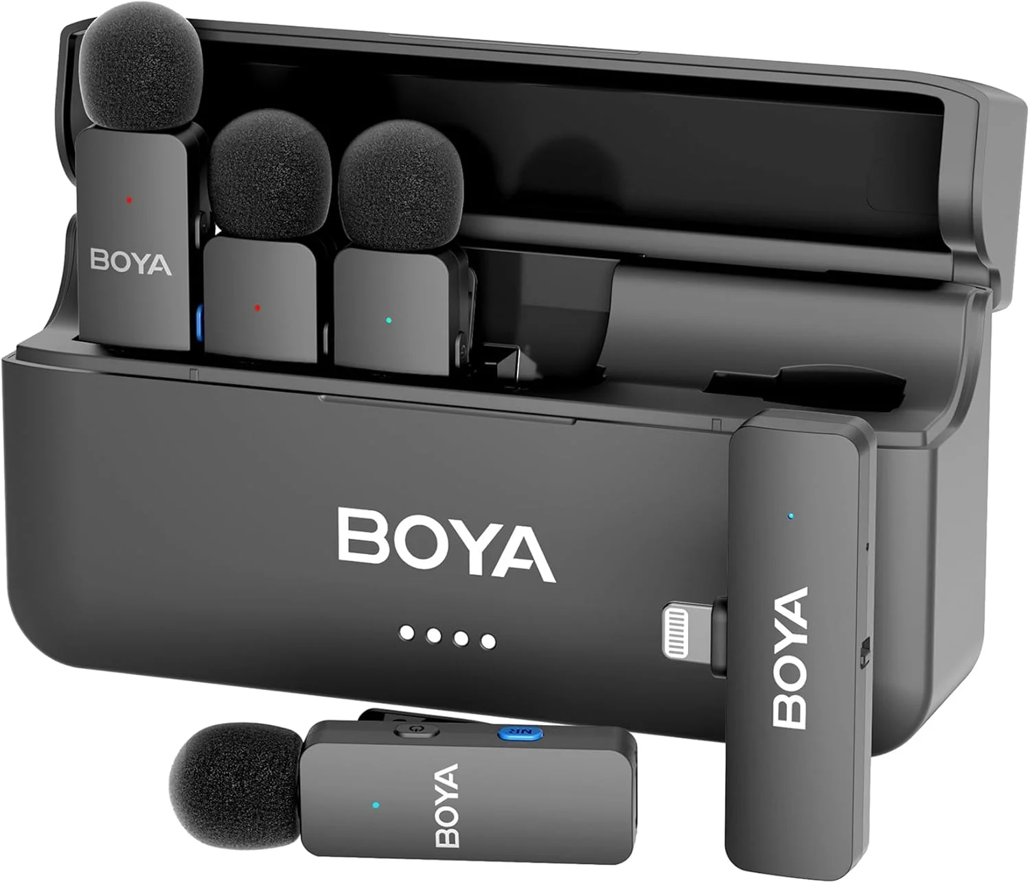 میکروفون یقه ای بی سیم مینی BOYA BY-V4D برای گوشی های هوشمند آیفون، 4 میکروفون یقه ای بی سیم گیره ای برای ضبط ویدیو، پادکست، مصاحبه، استریمینگ، ولاگ و یوتیوب