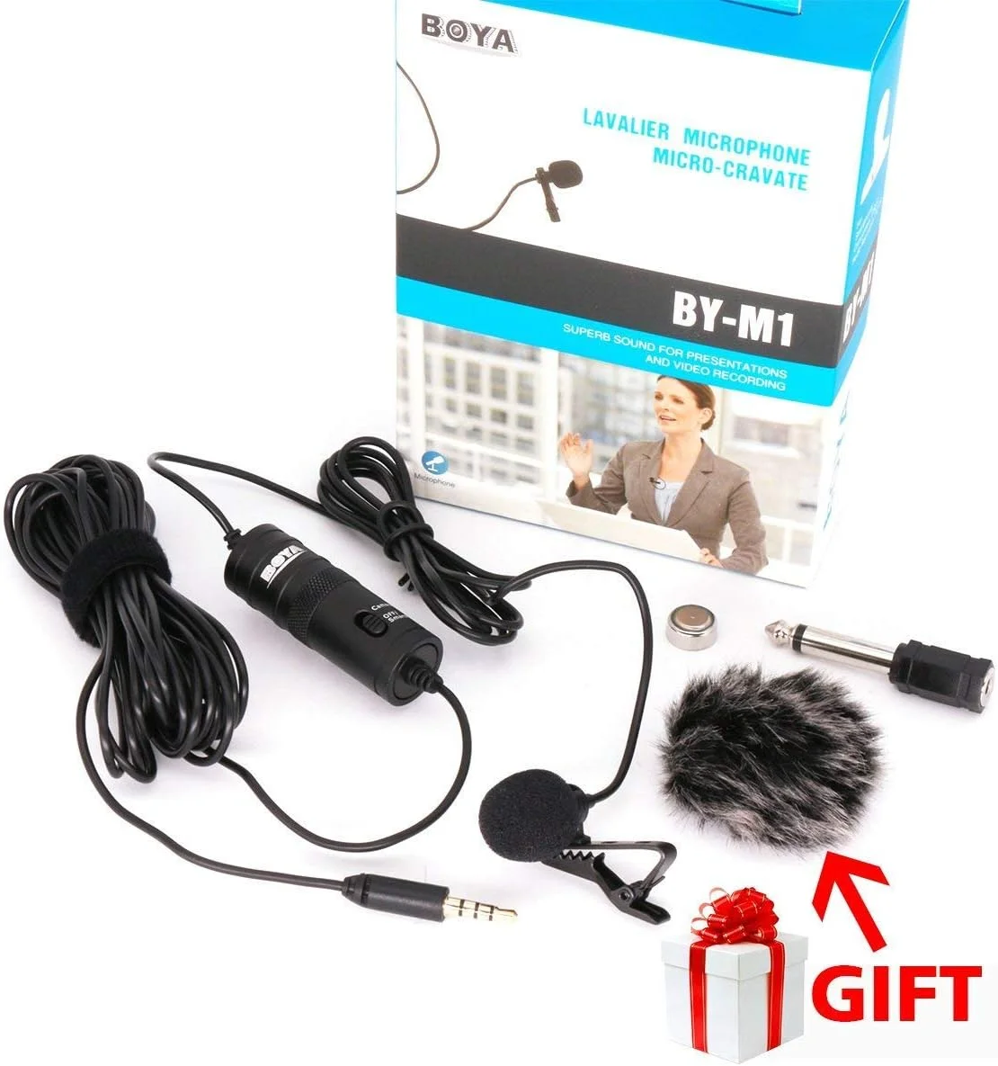 میکروفون یقه ای بویا مدل BY-M1 به همراه بادگیر برای گوشی های هوشمند و دوربین ها - مشکی میکروفون یقه ای بویا مدل BY-M1 به همراه بادگیر برای گوشی های هوشمند و دوربین ها - مشکی