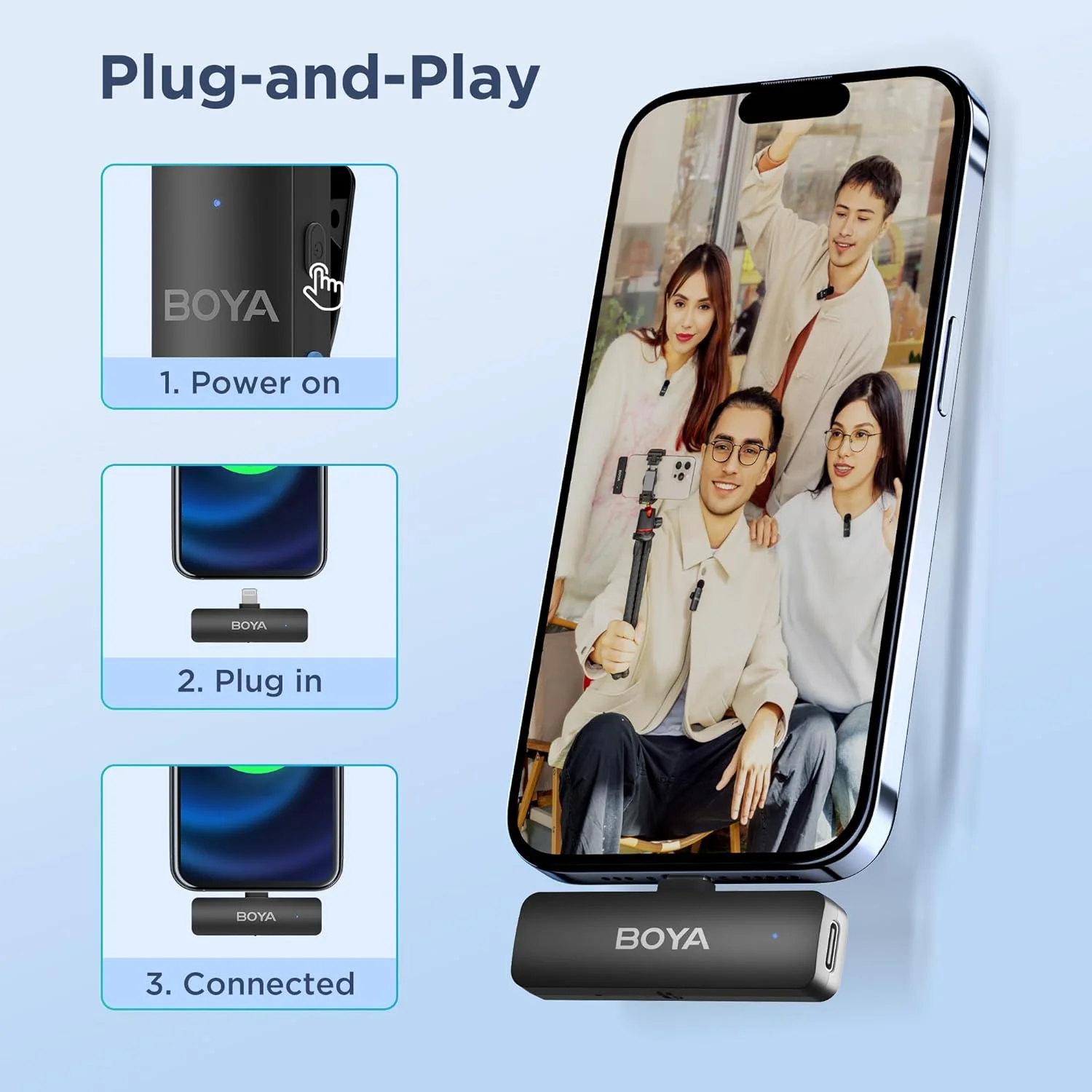 میکروفون یقه ای بی سیم مینی BOYA BY-V4D برای گوشی های هوشمند آیفون، 4 میکروفون یقه ای بی سیم گیره ای برای ضبط ویدیو، پادکست، مصاحبه، استریمینگ، ولاگ و یوتیوب میکروفون یقه ای بی سیم مینی BOYA BY-V4D برای گوشی های هوشمند آیفون، 4 میکروفون یقه ای بی سیم گیره ای برای ضبط ویدیو، پادکست، مصاحبه، استریمینگ، ولاگ و یوتیوب
