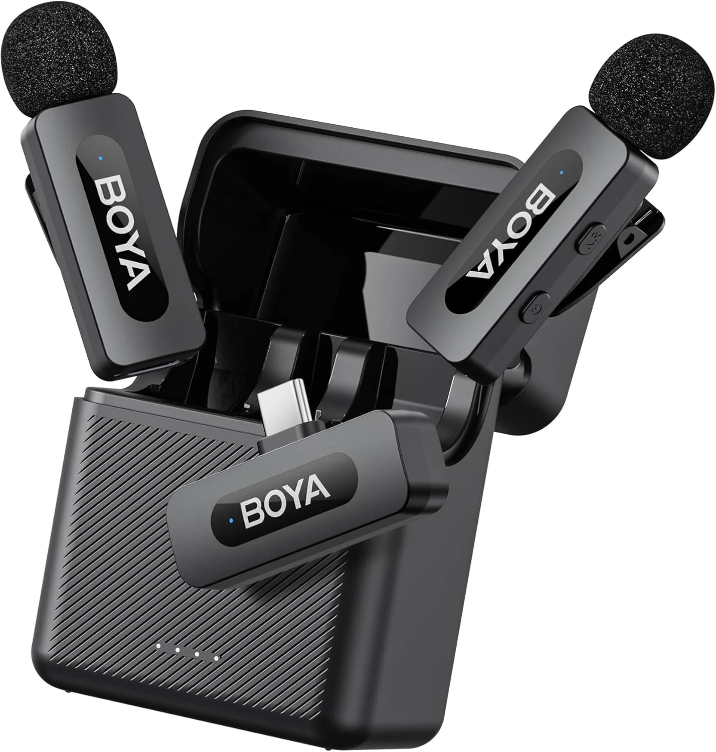 میکروفون بی سیم Boya BY-V30 برای اندروید، میکروفون بی سیم USB C با قابلیت حذف نویز سازگار با تلفن هوشمند/لپ تاپ اندروید/Type-C برای ضبط ویدیو در یوتیوب، پادکست، فیس بوک و وبلاگ نویسی