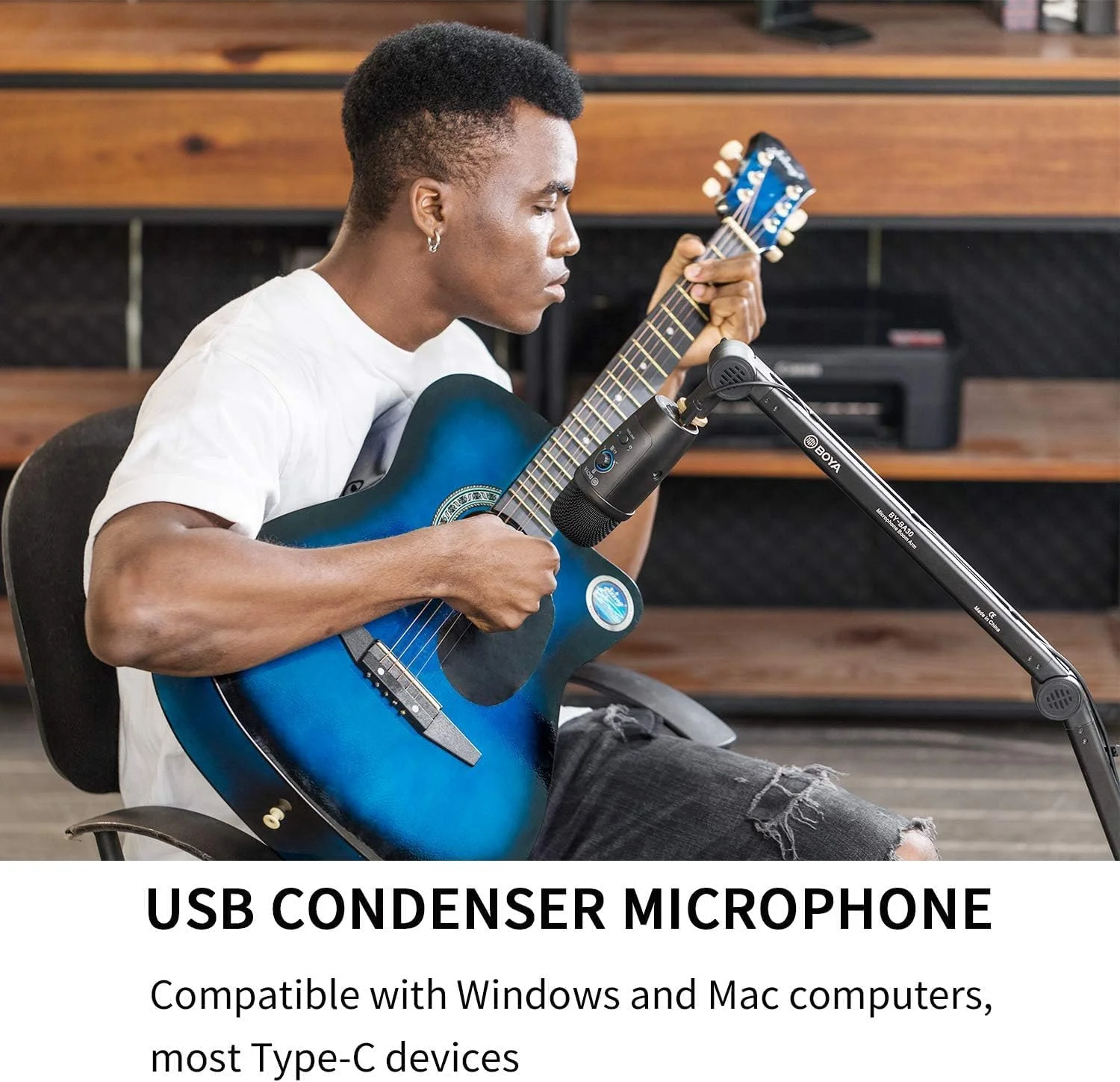 میکروفون کاندنسر USB بویا مدل BY-PM500 به همراه پایه رومیزی برای استریمینگ، پادکست، یوتیوب، سازگار با ویندوز، مک، کامپیوتر و گوشی هوشمند USB-C، مشکی میکروفون کاندنسر USB بویا مدل BY-PM500 به همراه پایه رومیزی برای استریمینگ، پادکست، یوتیوب، سازگار با ویندوز، مک، کامپیوتر و گوشی هوشمند USB-C، مشکی