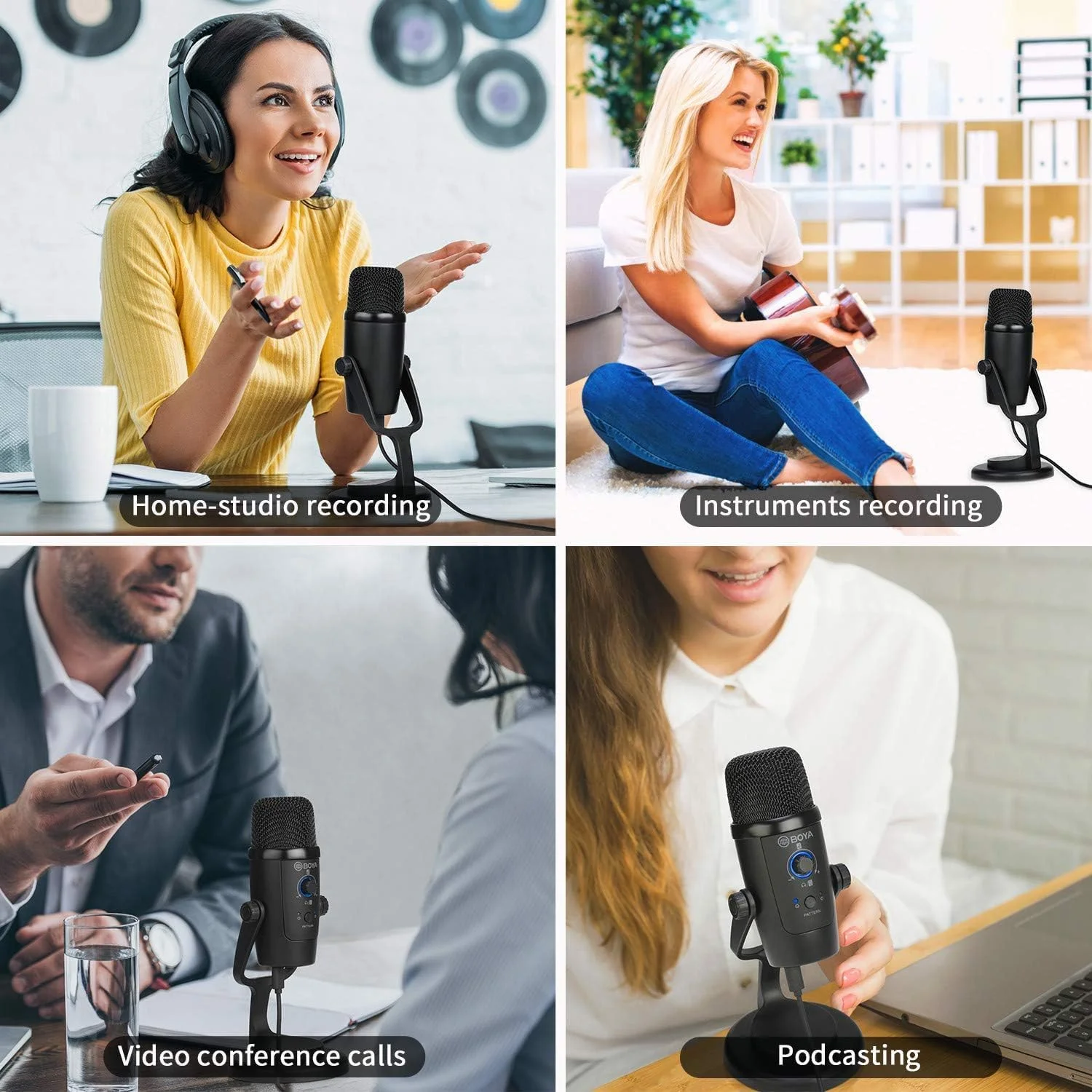 میکروفون کاندنسر USB بویا مدل BY-PM500 به همراه پایه رومیزی برای استریمینگ، پادکست، یوتیوب، سازگار با ویندوز، مک، کامپیوتر و گوشی هوشمند USB-C، مشکی میکروفون کاندنسر USB بویا مدل BY-PM500 به همراه پایه رومیزی برای استریمینگ، پادکست، یوتیوب، سازگار با ویندوز، مک، کامپیوتر و گوشی هوشمند USB-C، مشکی