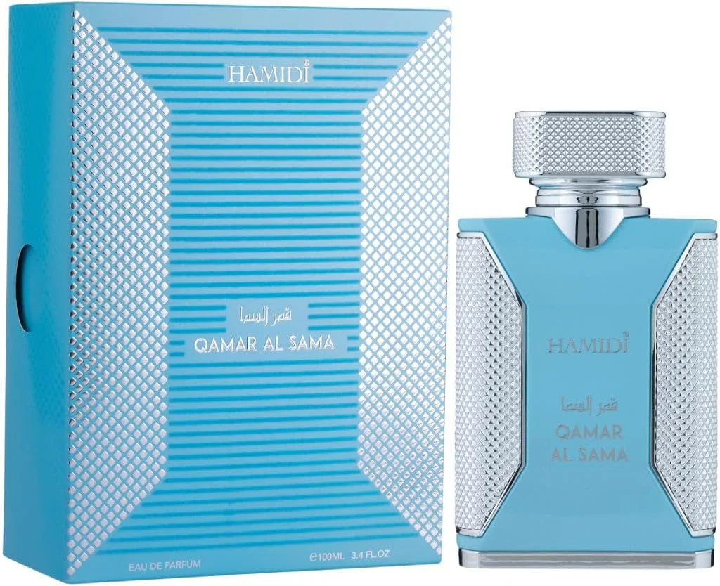 عطر زنانه حمیدی قمر السما آبی ادو پرفیوم 100 میلی لیتر، عطر زنانه، رایحه های عربی ماندگار با مرکبات تازه و زنجبیل تند به همراه عنبر و لابدانیوم عطر زنانه حمیدی قمر السما آبی ادو پرفیوم 100 میلی لیتر، عطر زنانه، رایحه های عربی ماندگار با مرکبات تازه و زنجبیل تند به همراه عنبر و لابدانیوم