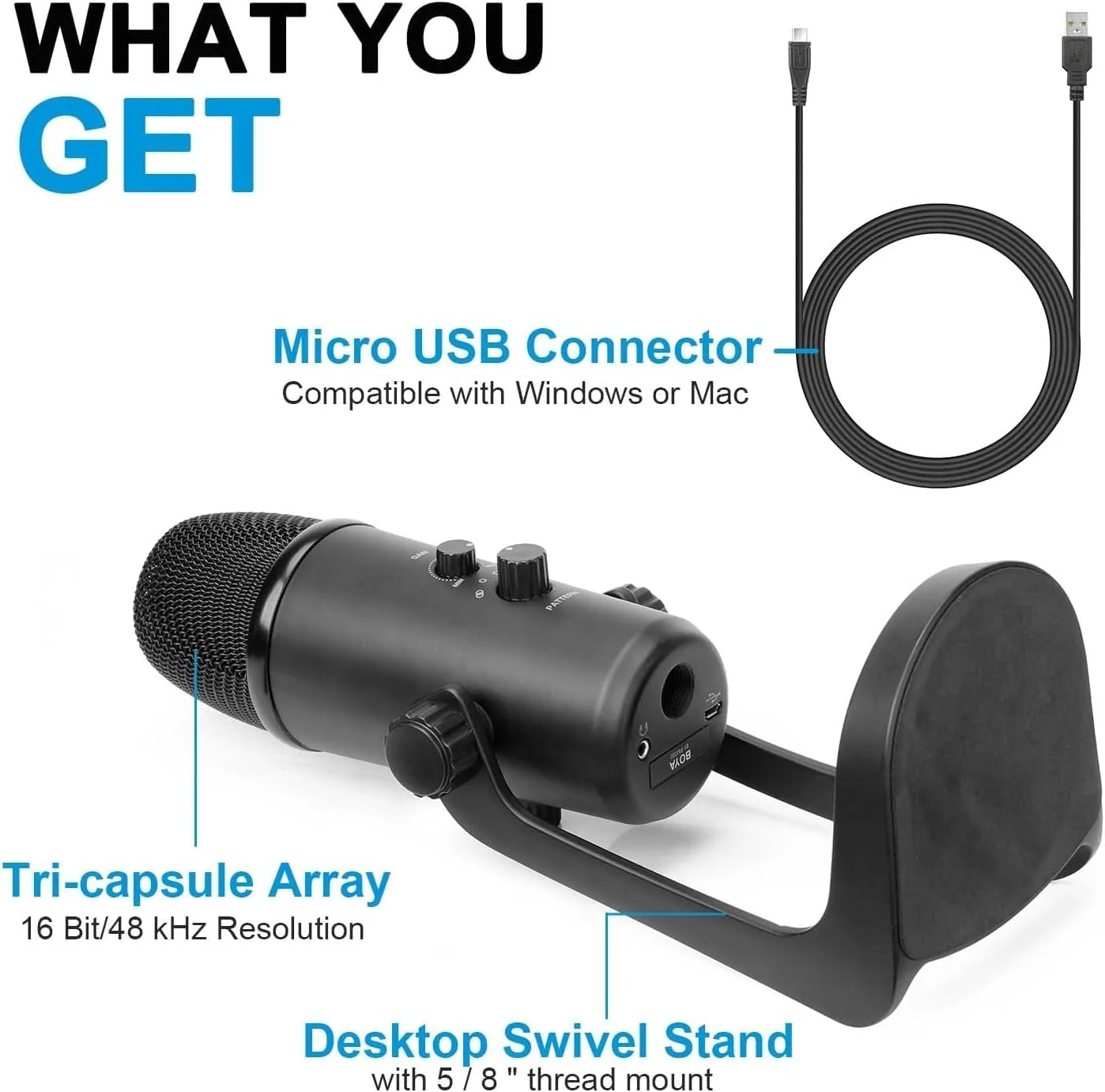 میکروفون کاندنسر USB بویا مدل By-Pm700 میکروفون کاندنسر USB بویا مدل By-Pm700