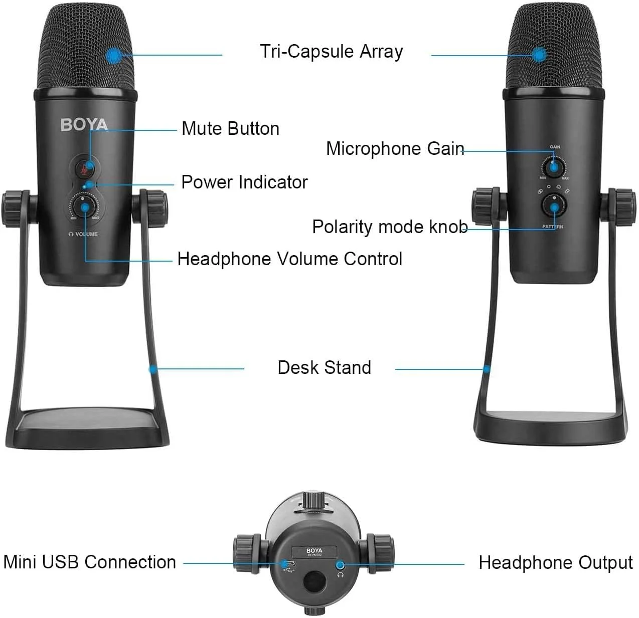 میکروفون کاندنسر USB بویا مدل By-Pm700 میکروفون کاندنسر USB بویا مدل By-Pm700