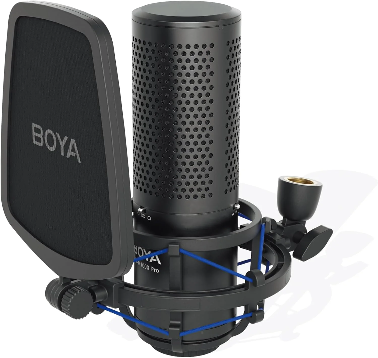 میکروفون کاندنسر دیافراگم بزرگ حرفه ای BOYA BY-M1000 Pro، میکروفون ضبط صدای فانتوم پاور 48 ولت، مناسب برای ضبط خانگی، تولید پادکست و پخش زنده در یوتیوب و فیسبوک