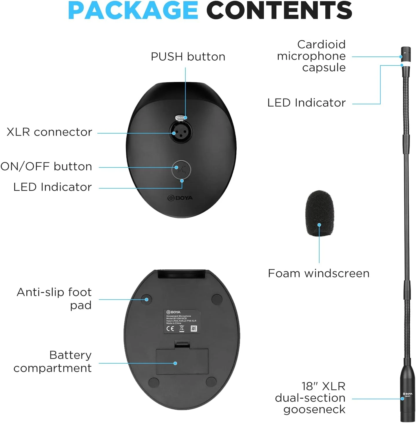میکروفون کندانسر گردن غازی 18 اینچی BOYA با پایه رومیزی، نشانگر LED - میکروفون پودیوم برای کنفرانس، جلسه، پخش زنده ویدئویی، سخنرانی، سخنرانی، پادکست (رابط XLR مدل BY-GM18CB) میکروفون کندانسر گردن غازی 18 اینچی BOYA با پایه رومیزی، نشانگر LED - میکروفون پودیوم برای کنفرانس، جلسه، پخش زنده ویدئویی، سخنرانی، سخنرانی، پادکست (رابط XLR مدل BY-GM18CB)