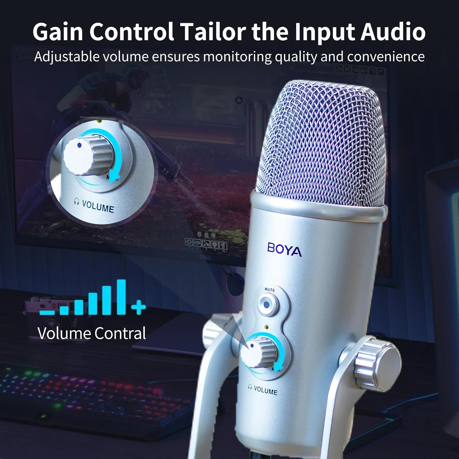 میکروفون USB بویا، میکروفون ضبط کاندنسر برای ضبط یوتیوب، استریمینگ، گیمینگ، میکروفون پادکست Plug & Play برای PC/Mac/iOS/Android/Windows