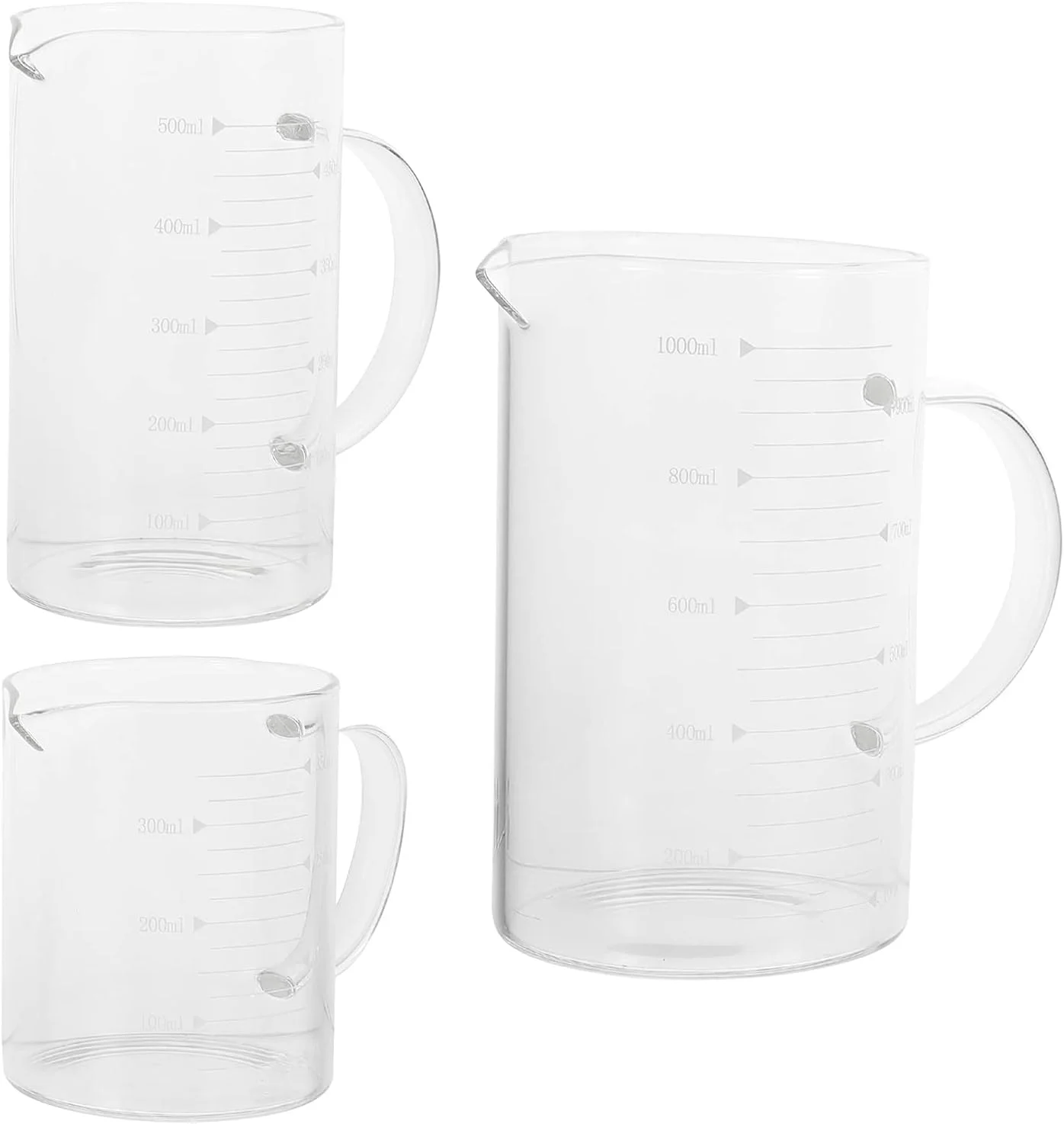 تجهیزات آزمایشگاهی 3 عدد فنجان اندازه گیری شیشه ای مدرج فنجان اندازه گیری مایع برای ذخیره سازی تجهیزات آزمایشگاهی 3 عدد فنجان اندازه گیری شیشه ای مدرج فنجان اندازه گیری مایع برای ذخیره سازی