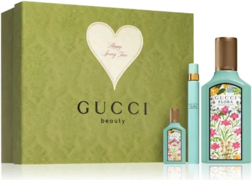 ست هدیه 3 تکه زنانه Gucci Flora Gorgeous Jasmine ادو پرفیوم 100ml، ادو پرفیوم 5ml و ادو پرفیوم 10ml