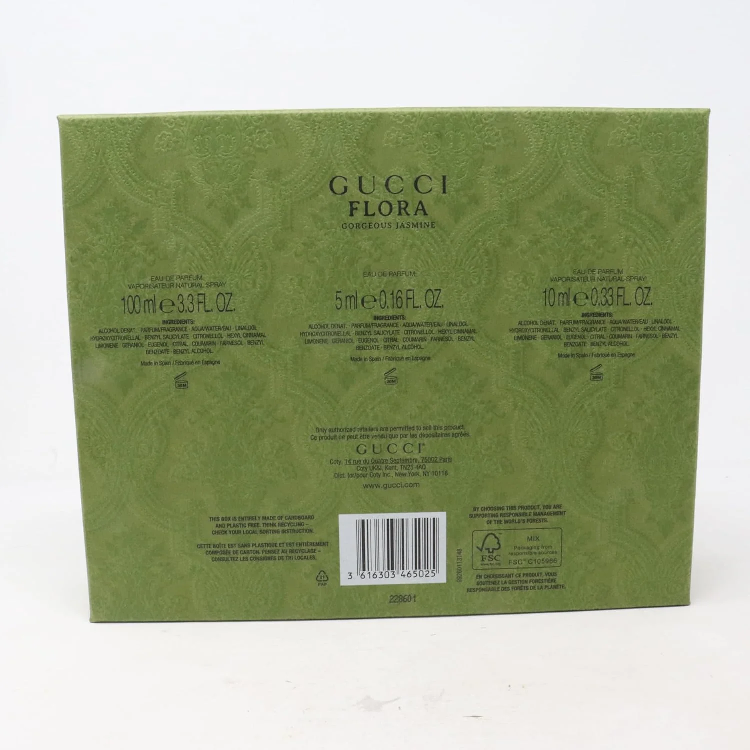 ست هدیه 3 تکه زنانه Gucci Flora Gorgeous Jasmine ادو پرفیوم 100ml، ادو پرفیوم 5ml و ادو پرفیوم 10ml