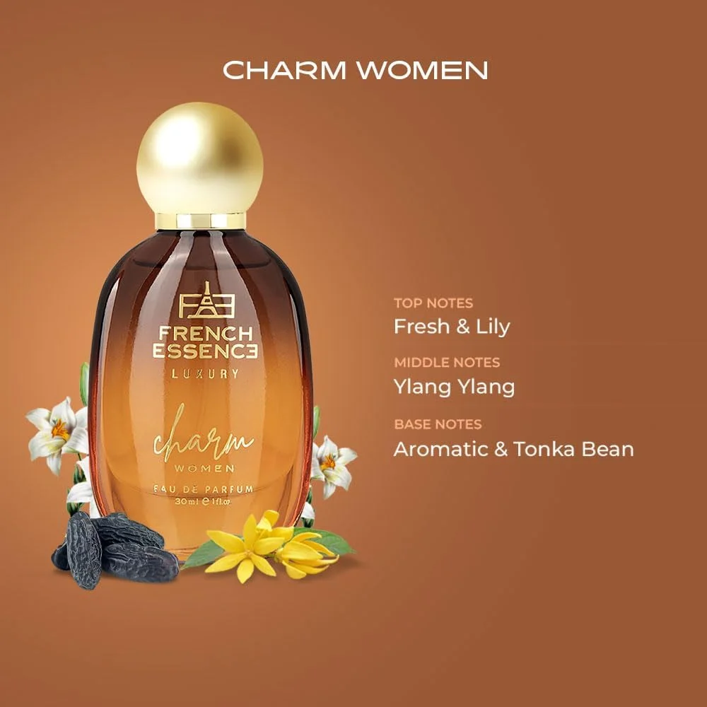 عطر زنانه French Essence Charm 30ML | رایحه لوکس و ماندگار یونیسکس | ادو پرفیوم ممتاز برای رایحه ای فریبنده | بهترین هدیه عطر برای او | (بسته 2 عددی)