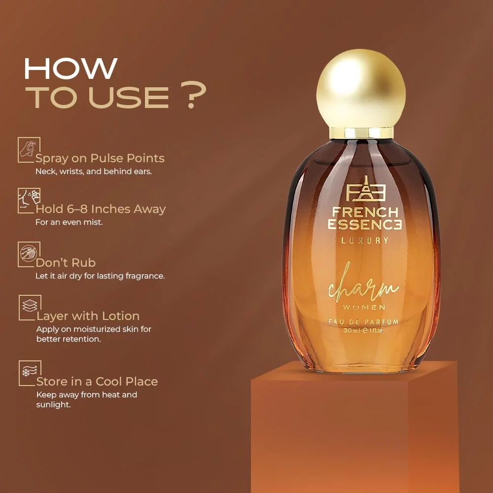 عطر زنانه French Essence Charm 30ML | رایحه لوکس و ماندگار یونیسکس | ادو پرفیوم ممتاز برای رایحه ای فریبنده | بهترین هدیه عطر برای او | (بسته 2 عددی)