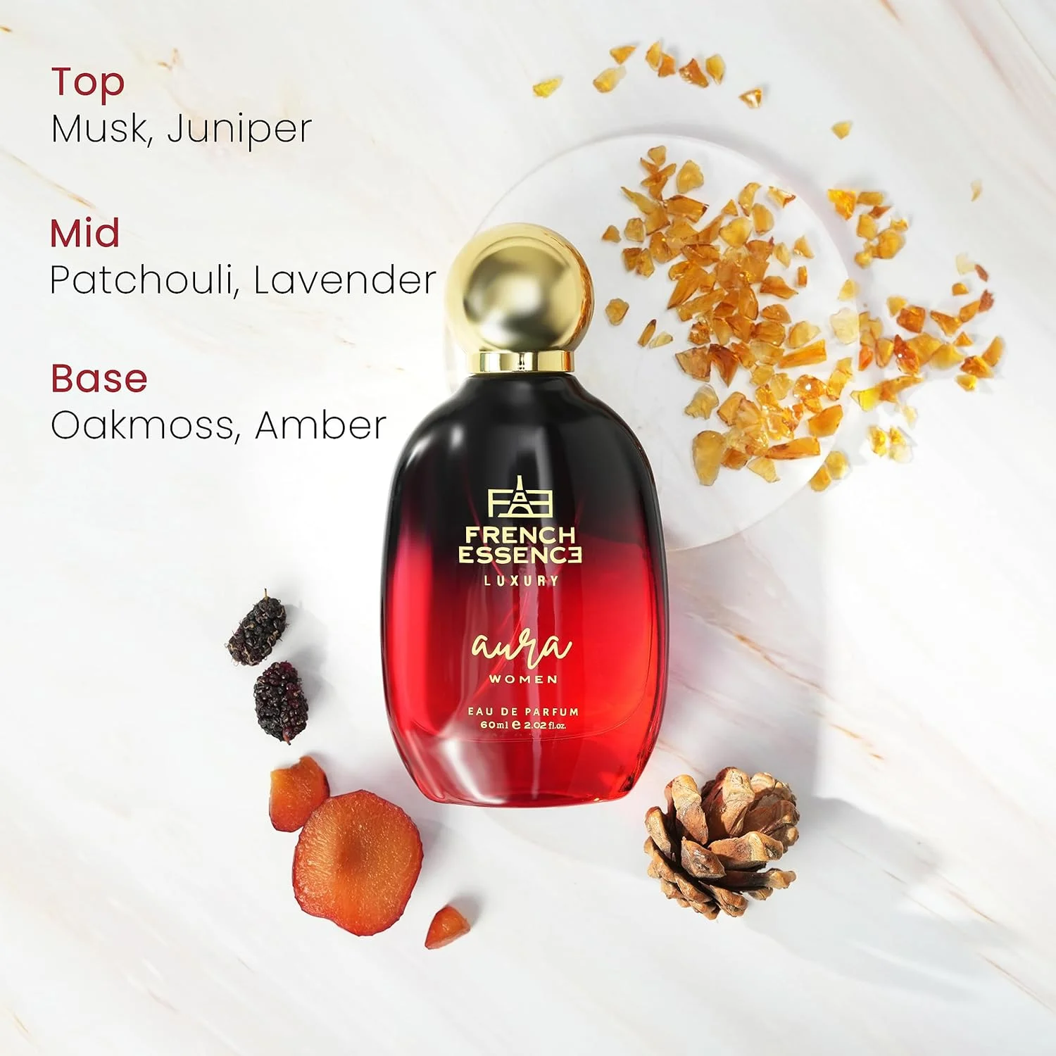 ادو پرفیوم زنانه French Essence، 60 میلی لیتر | عطر لوکس ممتاز | رایحه ماندگار | هدیه برای همسر و دوست دختر (Aura)