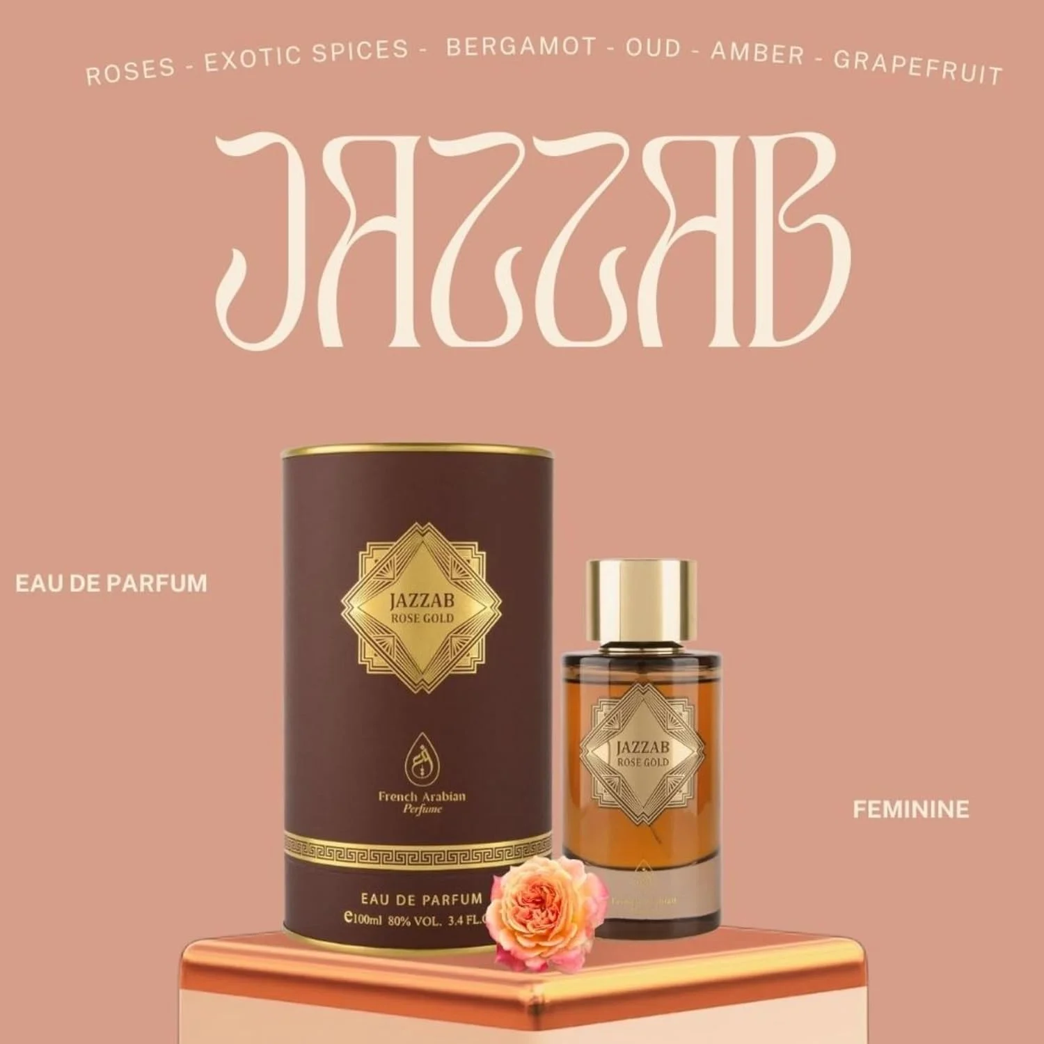 عطر عربی فرانسوی Jazzab Rose Gold Arab Perfume – Oud For Her Eau De Parfum 100ml همکاری بین فروش عطر زنانه من