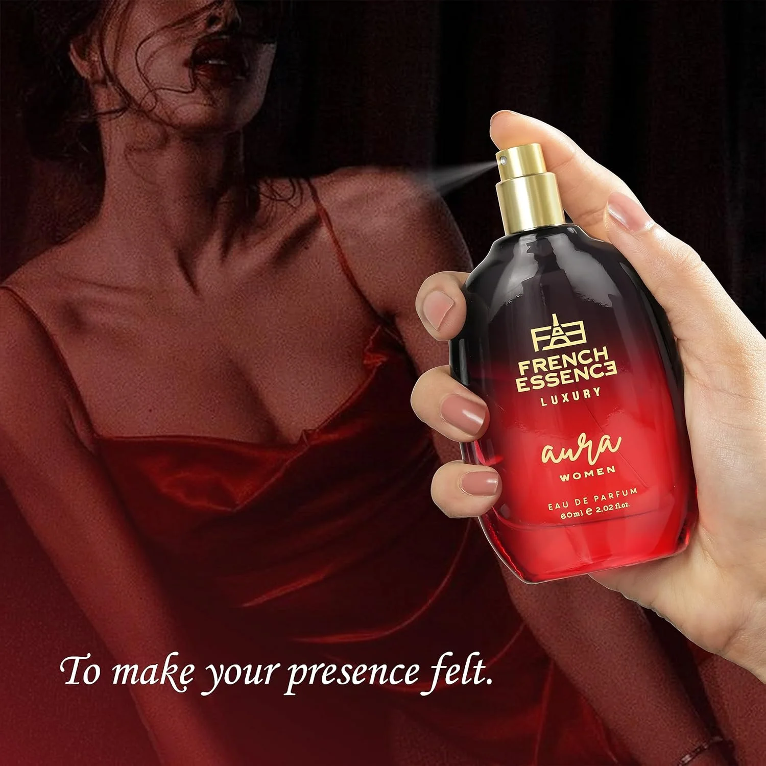 ادو پرفیوم زنانه French Essence، 60 میلی لیتر | عطر لوکس ممتاز | رایحه ماندگار | هدیه برای همسر و دوست دختر (Aura)