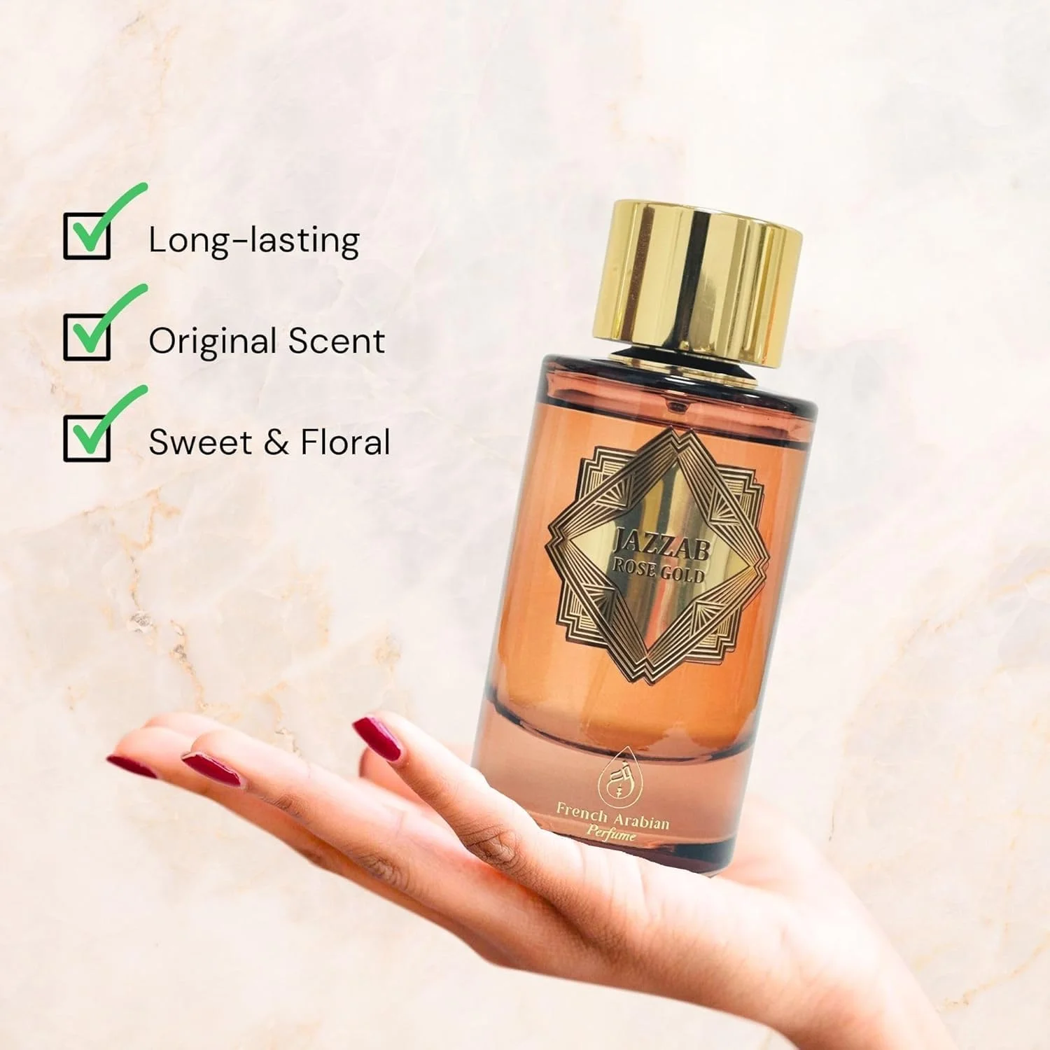 عطر عربی فرانسوی Jazzab Rose Gold Arab Perfume – Oud For Her Eau De Parfum 100ml همکاری بین فروش عطر زنانه من