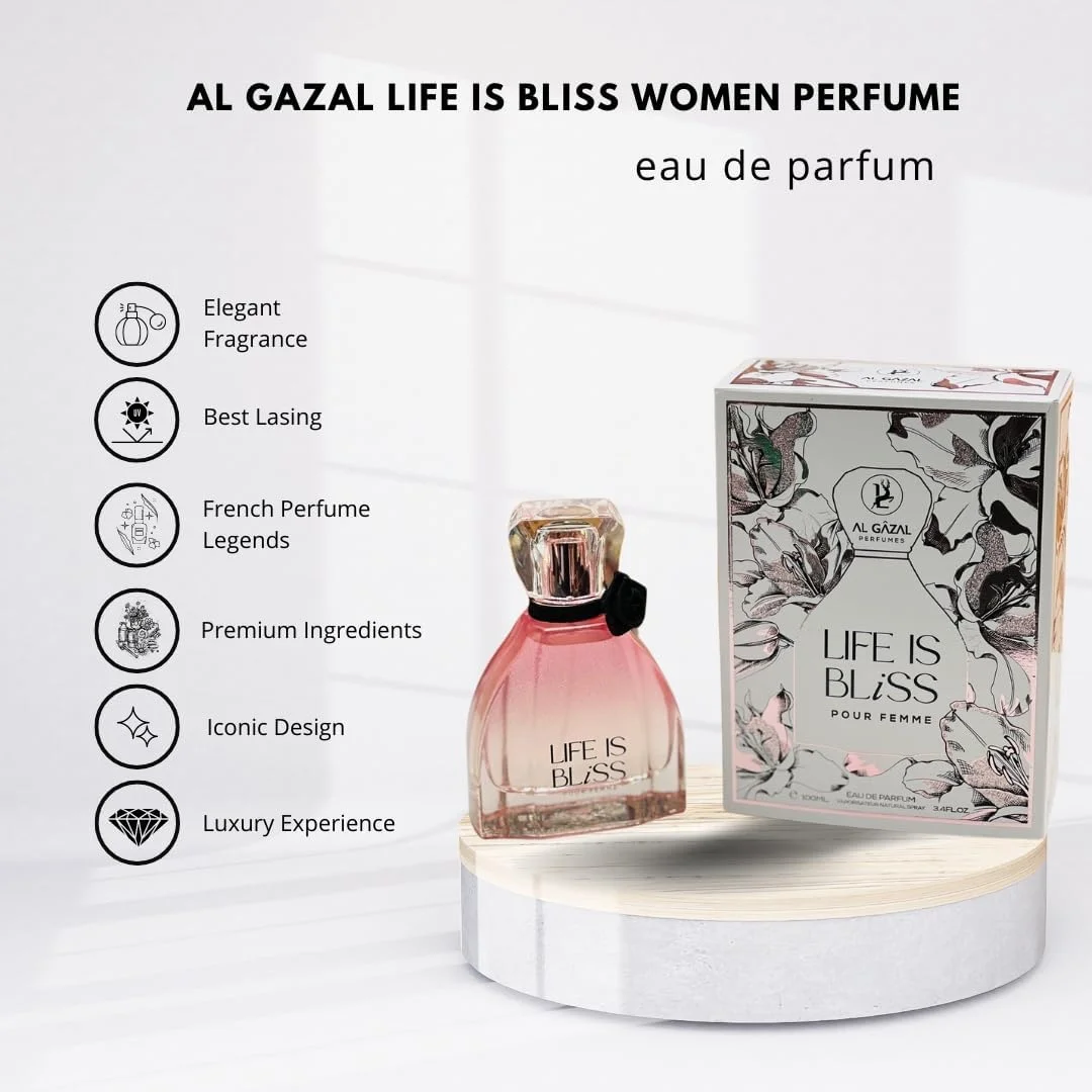عطر زنانه فراگرنس سکرتز AL GAZAL LIFE IS BLISS POUR FEMME 100ML / عطر زنانه / بهترین عطرهای فرانسوی