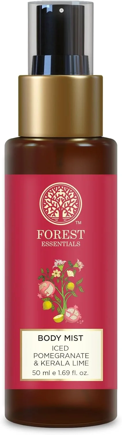 اسپری بدن سایز مسافرتی Forest Essentials با رایحه انار یخی و لیموی کرالا | اسپری بدن طبیعی و آبرسان برای آقایان و بانوان | رایحه مرکباتی لوکس | 50 میلی لیتر