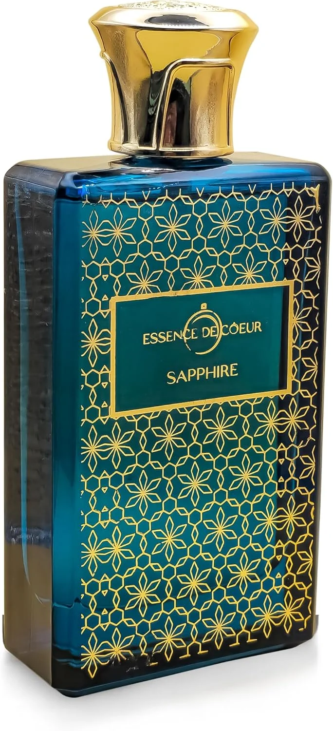 ادو پرفیوم Essence De Coeur Sapphire - عطر عود ماندگار و یونیسکس با رایحه چوب آگار، چرم، رز و عنبر - عطر لوکس شرقی برای مردان و زنان - رایحه جسورانه و چوبی - 100 میلی لیتر