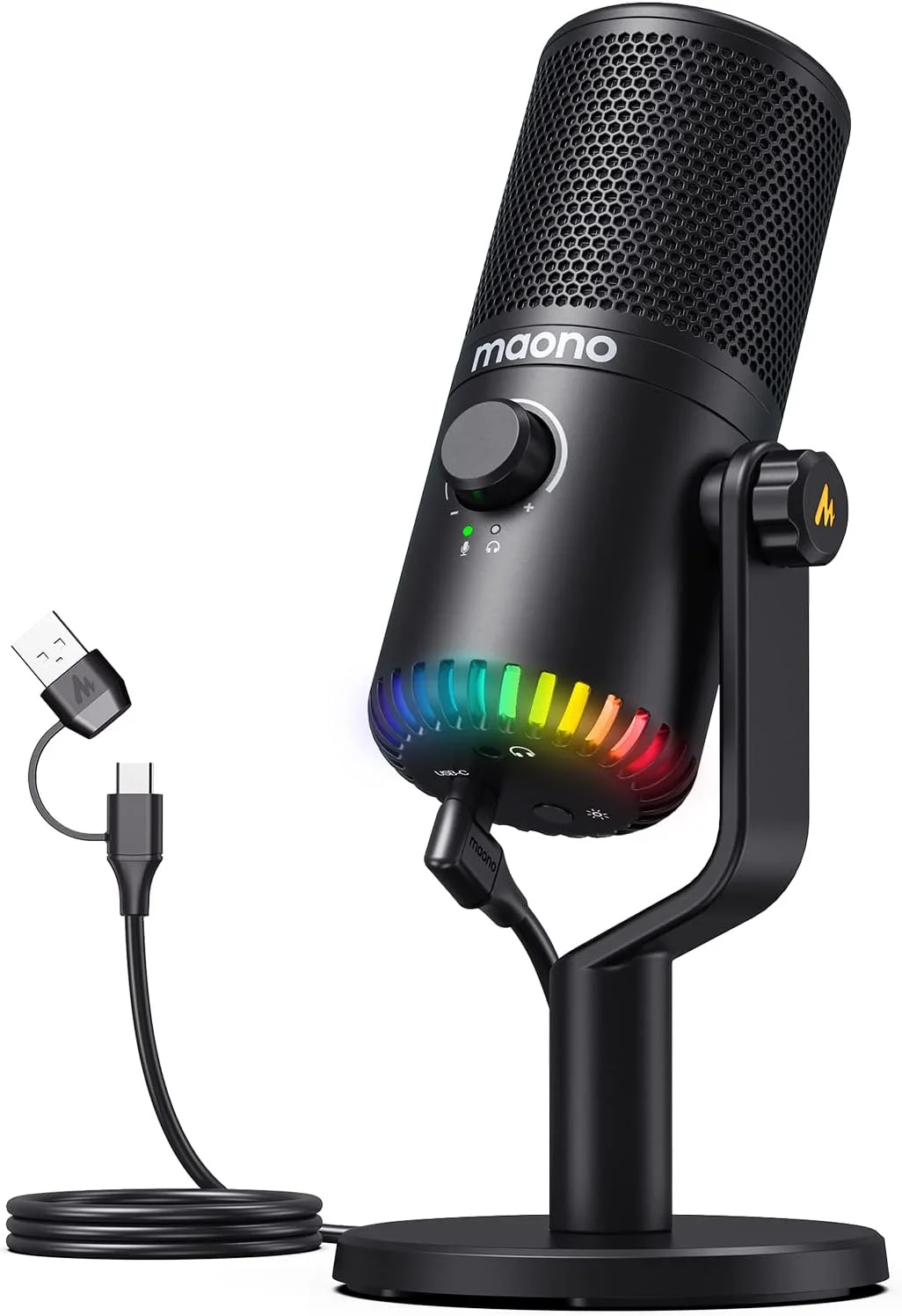 میکروفون گیمینگ کامپیوتر MAONO، میکروفون کاندنسر USB قابل برنامه ریزی برای استریم، پادکست، Twitch، یوتیوب، Discord، کامپیوتر، مک (DM30)