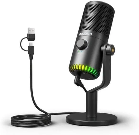 میکروفون کاندنسر USB برنامه ریزی شدنی مشکی MAONO DM30