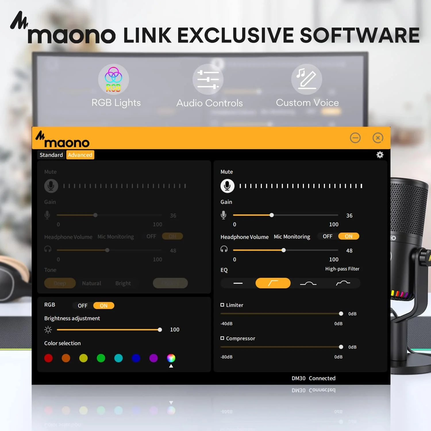 میکروفون گیمینگ کامپیوتر MAONO، میکروفون کاندنسر USB قابل برنامه ریزی برای استریم، پادکست، Twitch، یوتیوب، Discord، کامپیوتر، مک (DM30) میکروفون گیمینگ کامپیوتر MAONO، میکروفون کاندنسر USB قابل برنامه ریزی برای استریم، پادکست، Twitch، یوتیوب، Discord، کامپیوتر، مک (DM30)