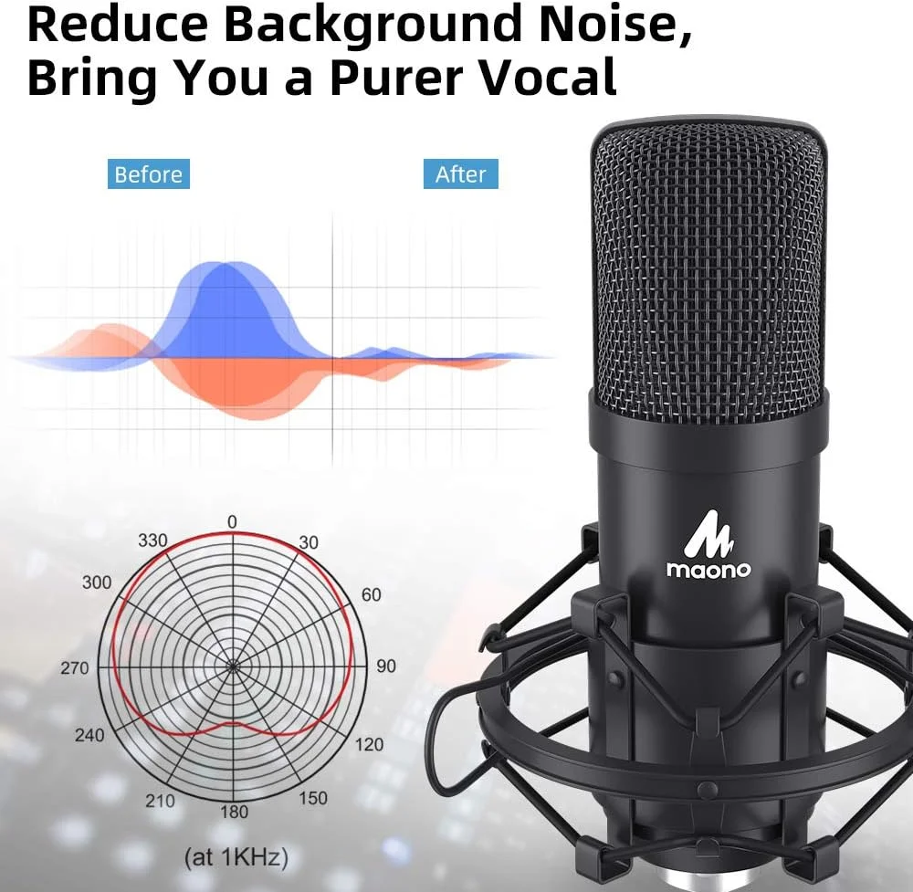 کیت میکروفون کاندنسر XLR مدل Maono AU-A03 به همراه بازوی بوم و پایه میکروفون XLR (مشکی) کیت میکروفون کاندنسر XLR مدل Maono AU-A03 به همراه بازوی بوم و پایه میکروفون XLR (مشکی)