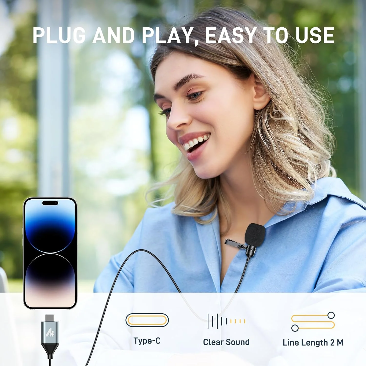 میکروفون یقه ای USB C برند MAONO مدل UL11 مناسب آیفون، آیپد، اندروید، میکروفون خازنی اومنی دایرکشنال برای ضبط صدا، مصاحبه، پادکست ویدیویی، ولاگ، یوتیوب و تیک تاک میکروفون یقه ای USB C برند MAONO مدل UL11 مناسب آیفون، آیپد، اندروید، میکروفون خازنی اومنی دایرکشنال برای ضبط صدا، مصاحبه، پادکست ویدیویی، ولاگ، یوتیوب و تیک تاک