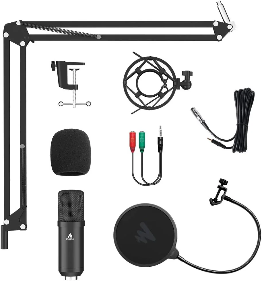 کیت میکروفون کاندنسر XLR مدل Maono AU-A03 به همراه بازوی بوم و پایه میکروفون XLR (مشکی) کیت میکروفون کاندنسر XLR مدل Maono AU-A03 به همراه بازوی بوم و پایه میکروفون XLR (مشکی)