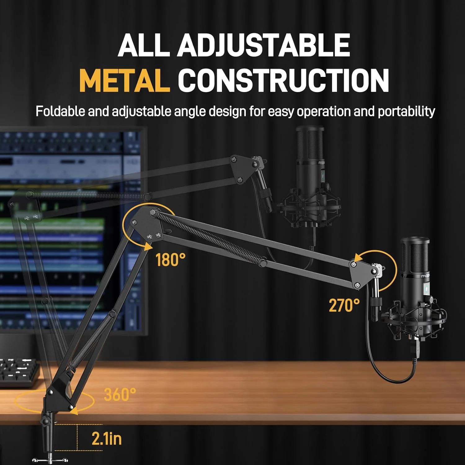 کیت میکروفون USB Maonocaster AU-PM421 با دکمه قطع صدا و تنظیم گین میکروفون، میکروفون کاندنسر کاردیوئید حرفه ای برای پخش زنده، بازی و پادکست - مشکی کیت میکروفون USB Maonocaster AU-PM421 با دکمه قطع صدا و تنظیم گین میکروفون، میکروفون کاندنسر کاردیوئید حرفه ای برای پخش زنده، بازی و پادکست - مشکی