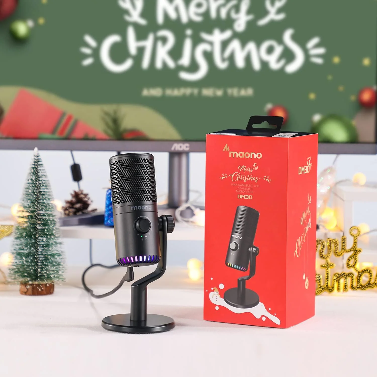 میکروفون گیمینگ کامپیوتر MAONO، میکروفون کاندنسر USB قابل برنامه ریزی برای استریم، پادکست، Twitch، یوتیوب، Discord، کامپیوتر، مک (DM30) میکروفون گیمینگ کامپیوتر MAONO، میکروفون کاندنسر USB قابل برنامه ریزی برای استریم، پادکست، Twitch، یوتیوب، Discord، کامپیوتر، مک (DM30)