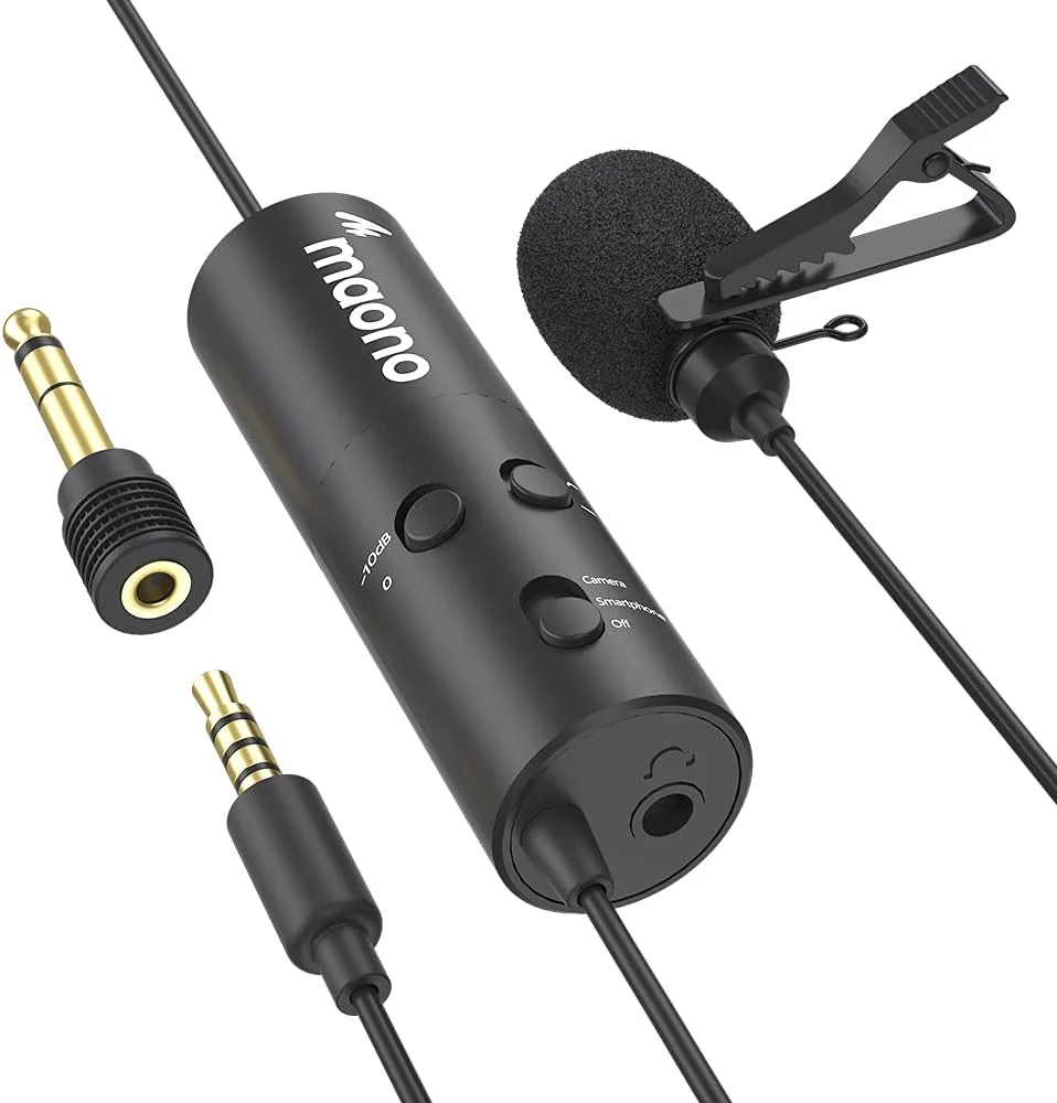 میکروفون یقه ای موبایل Maono AU-103 با قابلیت حذف نویز برای ضبط یوتیوب، میکروفون کندانسور برای کامپیوتر، آواز، ولاگ و بازی