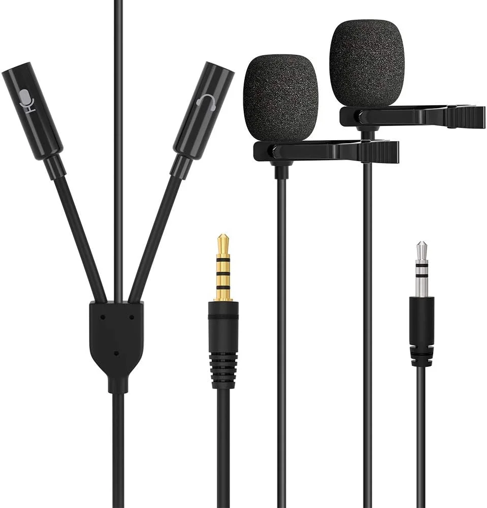 میکروفون یقه‌ای کاندنسر Maono AU-303، میکروفون دوگانه گیره‌ای با میکروفون جداشدنی و درگاه ورودی هدفون 3.5 میلی‌متری
