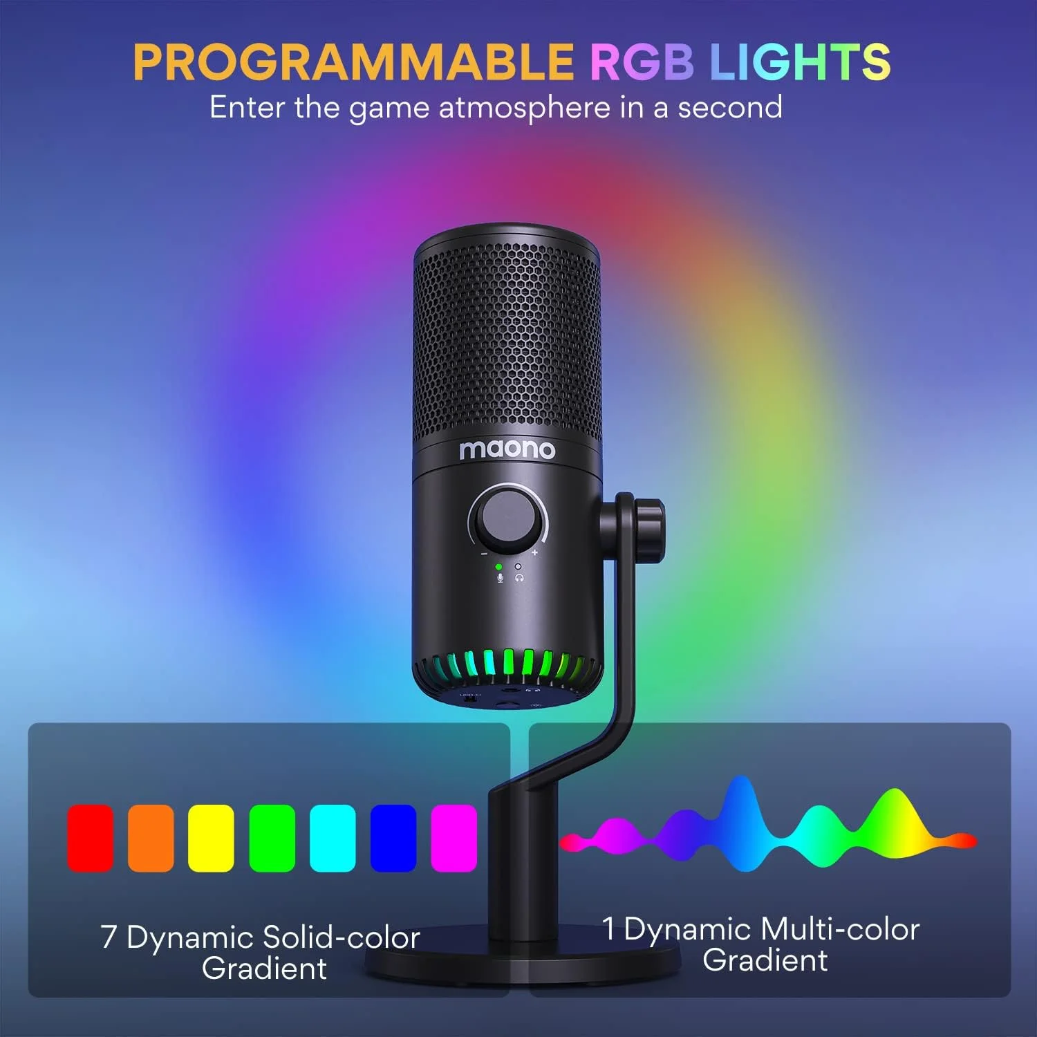 میکروفون گیمینگ USB مائونو برای کامپیوتر، میکروفون کاندنسر قابل برنامه ریزی با نور RGB، قطع صدا، بهره، مانیتورینگ، کنترل صدا برای استریم، پادکست، توییچ، یوتیوب، دیسکورد، کامپیوتر، مک، PS5، DM30 (مشکی) میکروفون گیمینگ USB مائونو برای کامپیوتر، میکروفون کاندنسر قابل برنامه ریزی با نور RGB، قطع صدا، بهره، مانیتورینگ، کنترل صدا برای استریم، پادکست، توییچ، یوتیوب، دیسکورد، کامپیوتر، مک، PS5، DM30 (مشکی)