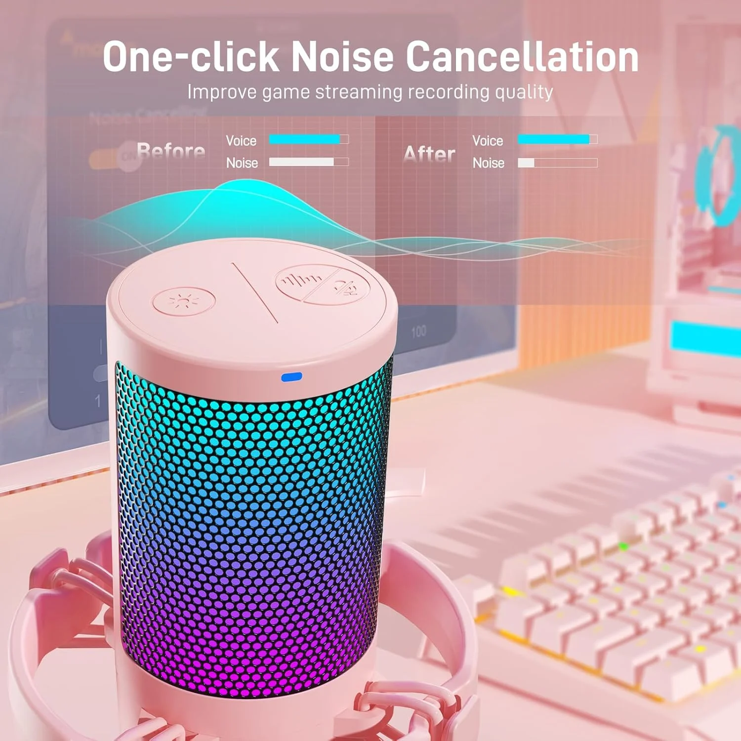 میکروفون گیمینگ MAONO با قابلیت حذف نویز، میکروفون USB کاندنسر برای استریم، پادکست، Twitch، یوتیوب، Discord، میکروفون کامپیوتر رومیزی PC برای PS5، GamerWave DGM20 صورتی میکروفون گیمینگ MAONO با قابلیت حذف نویز، میکروفون USB کاندنسر برای استریم، پادکست، Twitch، یوتیوب، Discord، میکروفون کامپیوتر رومیزی PC برای PS5، GamerWave DGM20 صورتی