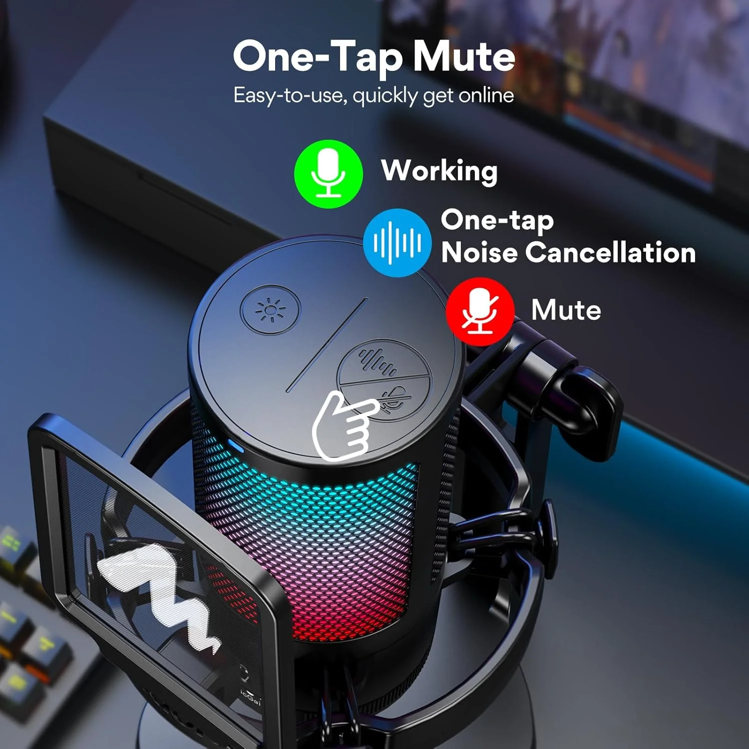 میکروفون گیمینگ کاندنسر RGB مائونو، میکروفون پادکست USB با حذف نویز فعال، گین میکروفون، بیصدا کردن با یک کلیک، نور RGB قابل تنظیم برای ضبط یوتیوب، PC، لپتاپ (DGM20-مشکی) میکروفون گیمینگ کاندنسر RGB مائونو، میکروفون پادکست USB با حذف نویز فعال، گین میکروفون، بیصدا کردن با یک کلیک، نور RGB قابل تنظیم برای ضبط یوتیوب، PC، لپتاپ (DGM20-مشکی)