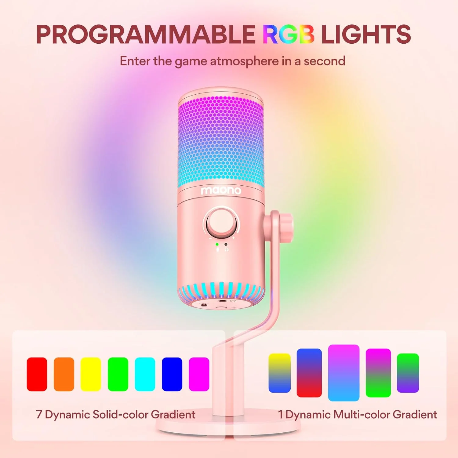 میکروفون گیمینگ USB MAONO، میکروفون کاندنسر PC برای کامپیوتر/PS4/PS5/Mac، با نورهای RGB قابل برنامه ریزی، قطع صدا، بهره، مانیتورینگ برای استریم، پادکست، Twitch، YouTube، GamerWave DM30 RGB میکروفون گیمینگ USB MAONO، میکروفون کاندنسر PC برای کامپیوتر/PS4/PS5/Mac، با نورهای RGB قابل برنامه ریزی، قطع صدا، بهره، مانیتورینگ برای استریم، پادکست، Twitch، YouTube، GamerWave DM30 RGB