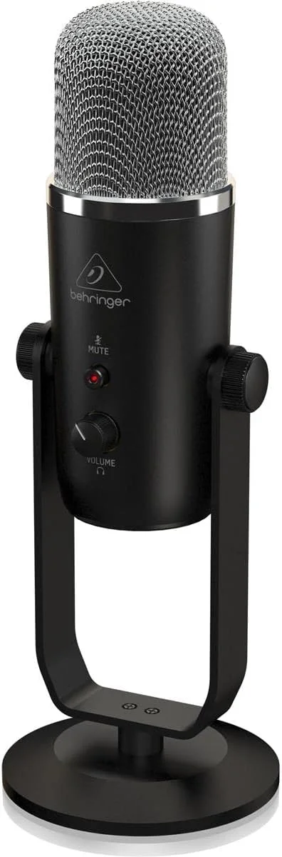 میکروفون استودیویی USB کاندنسر BIGFOOT بیرینگر، دو طرفه، یک طرفه، همه جهته، مشکی