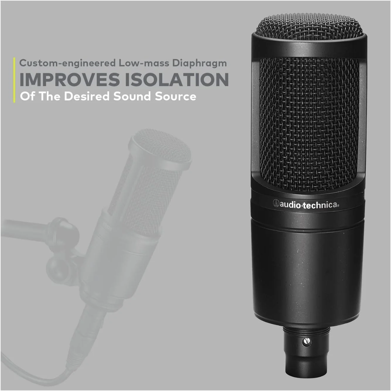 میکروفون استودیویی کاندنسر Audio-Technica AT2020 به همراه کابل XLR، پایه استودیویی Knox و پاپ فیلتر