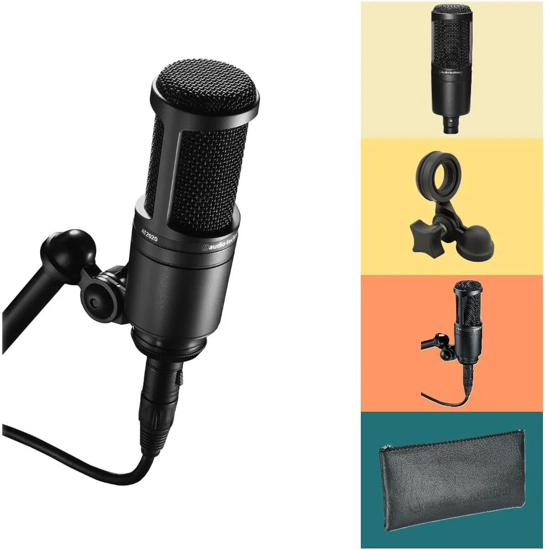 بسته میکروفون استودیویی کاندنسر Audio-Technica AT2020 به همراه پاپ فیلتر و کابل XLR