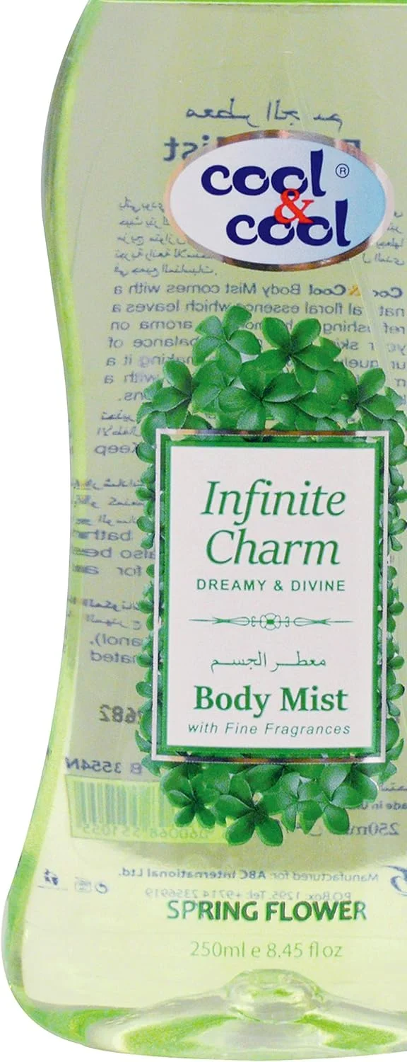 اسپری خوشبو کننده بدن کول اند کول مدل Infinite Charm | رایحه بهاری، رویایی و الهی | 250 میلی لیتر | سبز اسپری خوشبو کننده بدن کول اند کول مدل Infinite Charm | رایحه بهاری، رویایی و الهی | 250 میلی لیتر | سبز
