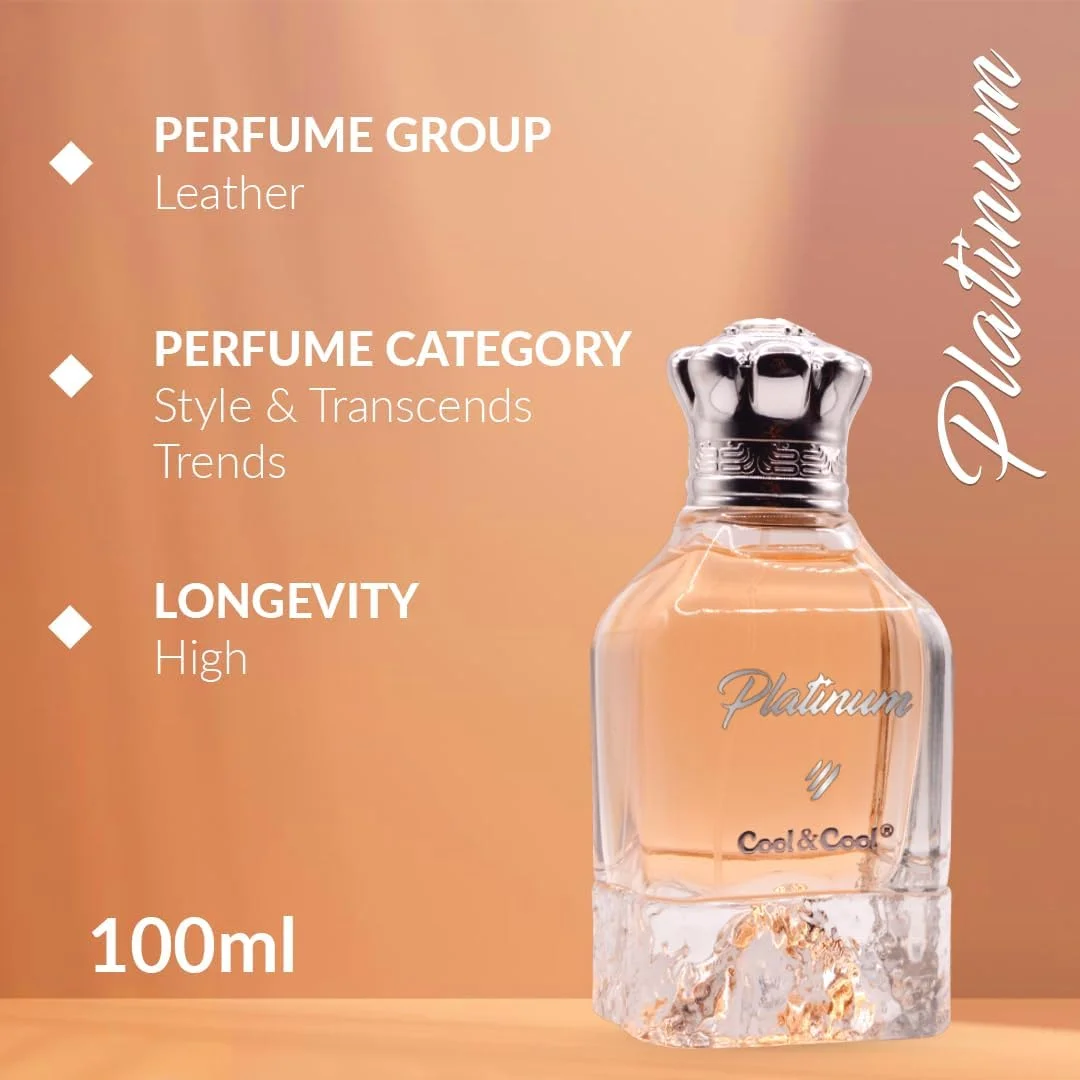 عطر پلاتینیوم کول اند کول 100 میلی لیتر - رایحه چوبی عود با چرم، سرو کوهی و دانه تونکا، عطر لوکس و ماندگار زنانه عطر پلاتینیوم کول اند کول 100 میلی لیتر - رایحه چوبی عود با چرم، سرو کوهی و دانه تونکا، عطر لوکس و ماندگار زنانه