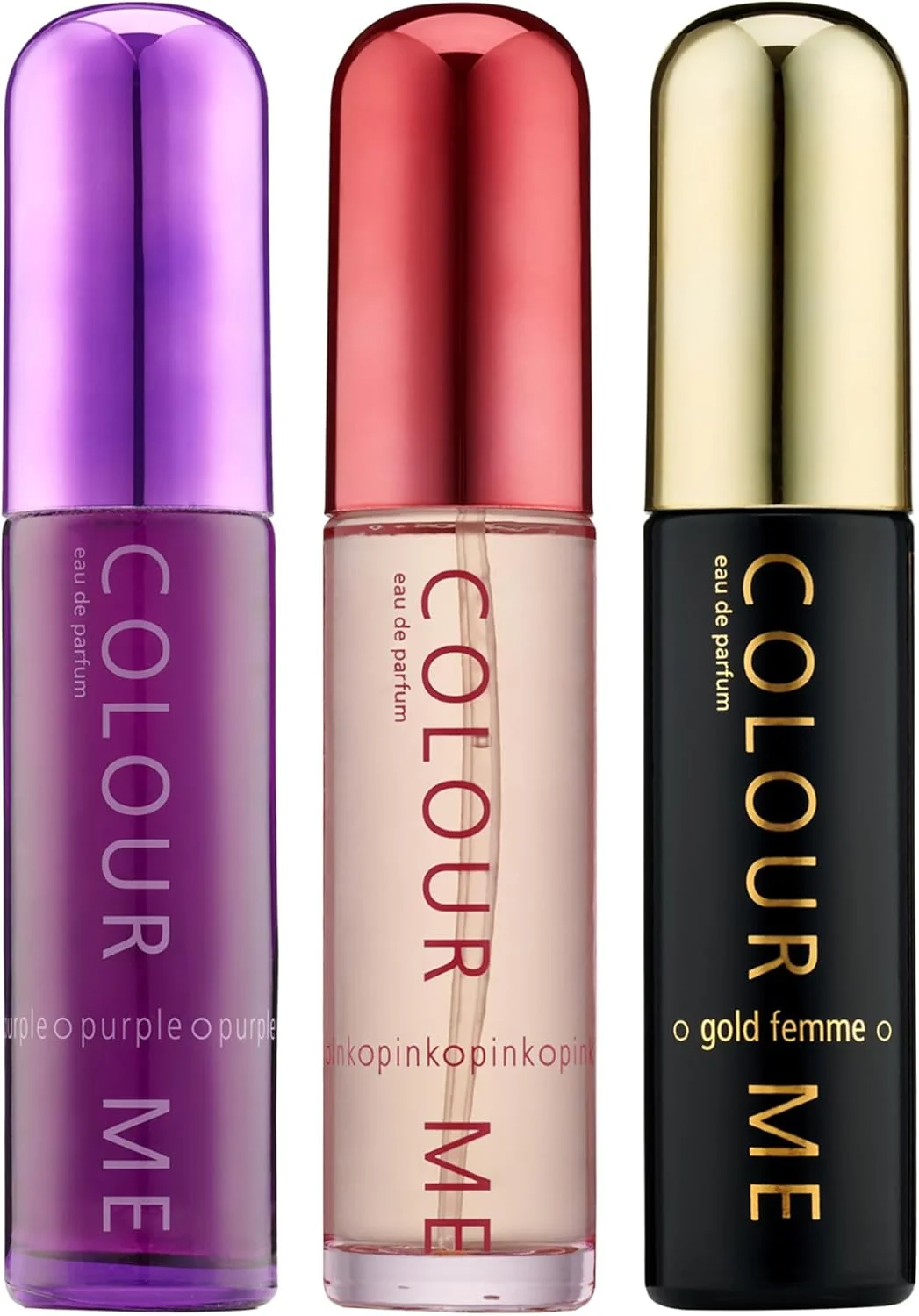 پک سه عددی ادو پرفیوم زنانه کالر می مدل Pink/Purple/Gold Femme، 3 عدد 50 میلی لیتر