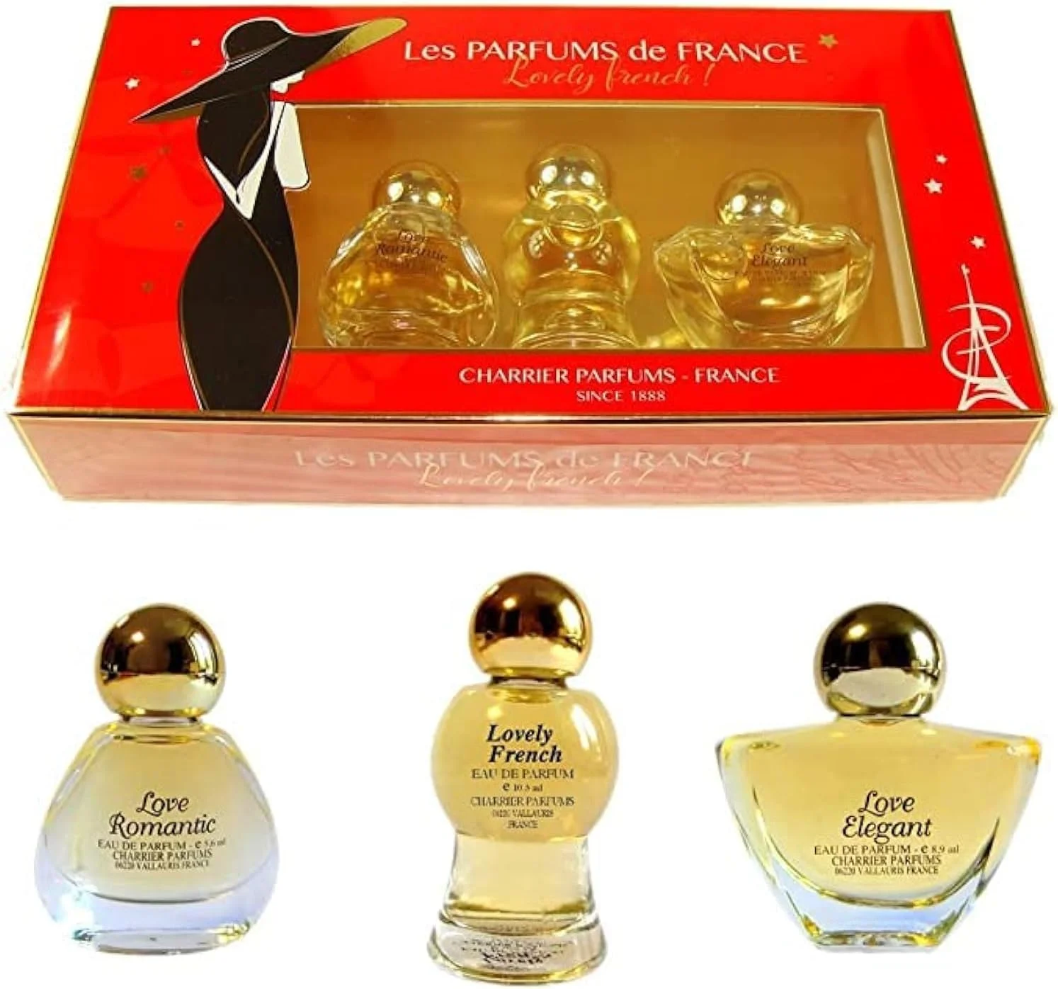 ست مینیاتوری ادو پرفیوم زنانه Charrier Parfums Lovely French، 3 تکه