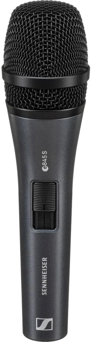 میکروفون وکال سوپر کاردیوئید داینامیک Sennheiser E 845-S با کاهش نویز و فیدبک. ایده آل برای ارائه ها، کنفرانس ها، گروه های کر، اتاق های تمرین و استیج. دارای کلید روشن/خاموش